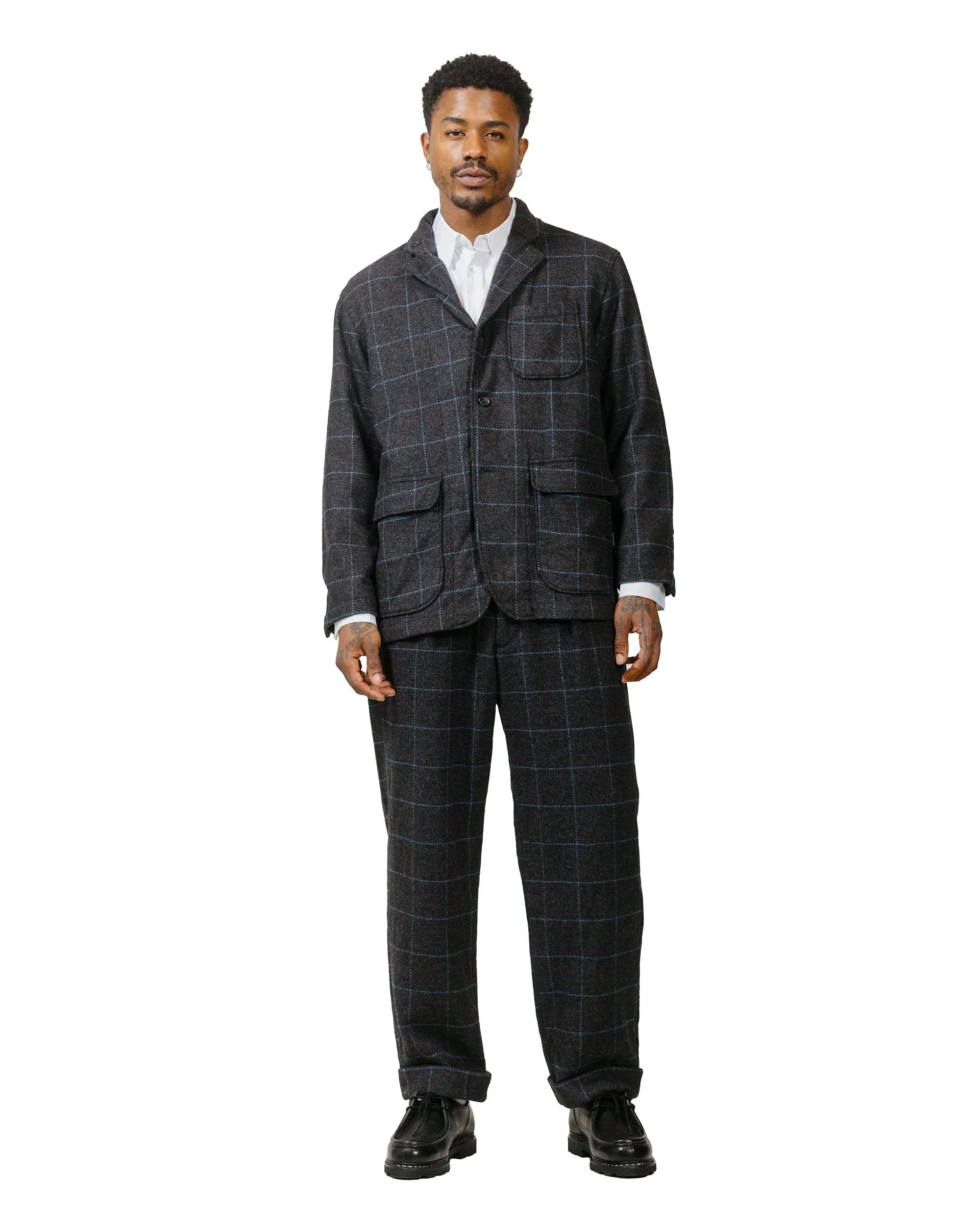 Engineered Garments Carlyle Pant Charcoal/Light Blue Wool Poly Windowpane sold by Lost & Found product image thumbnail 4