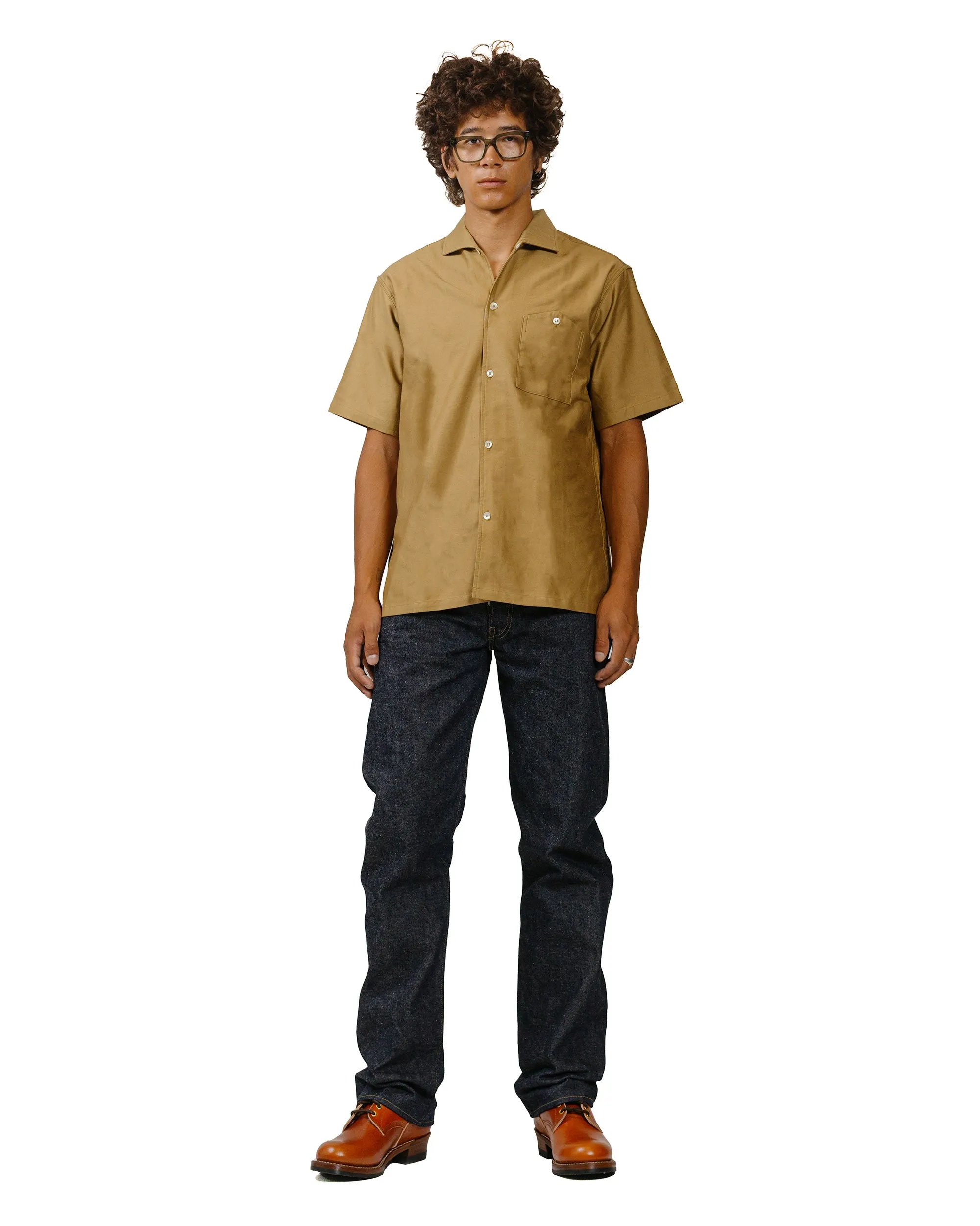 Warehouse Lot. 3091 S/S Open Collar Shirts Camel sold by Lost & Found product image thumbnail 4