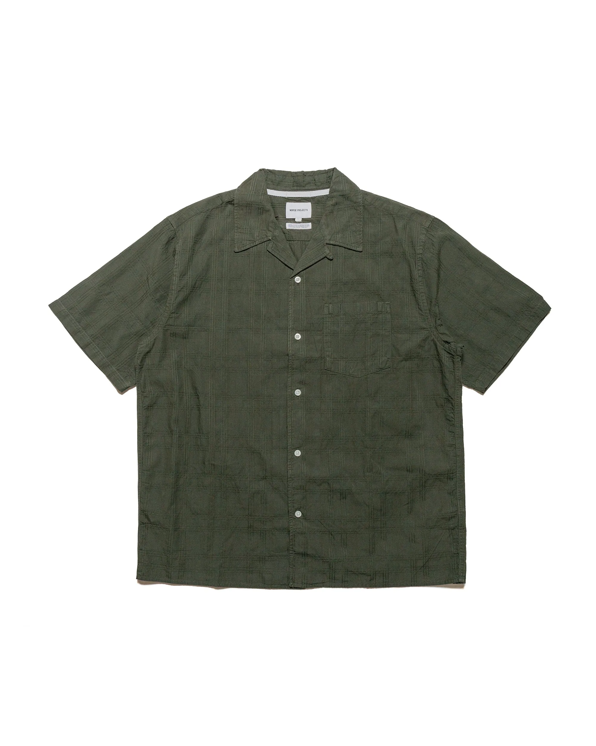 Norse Projects Carsten Relaxed Dobby Check Shirt Spruce Green sold by Lost & Found