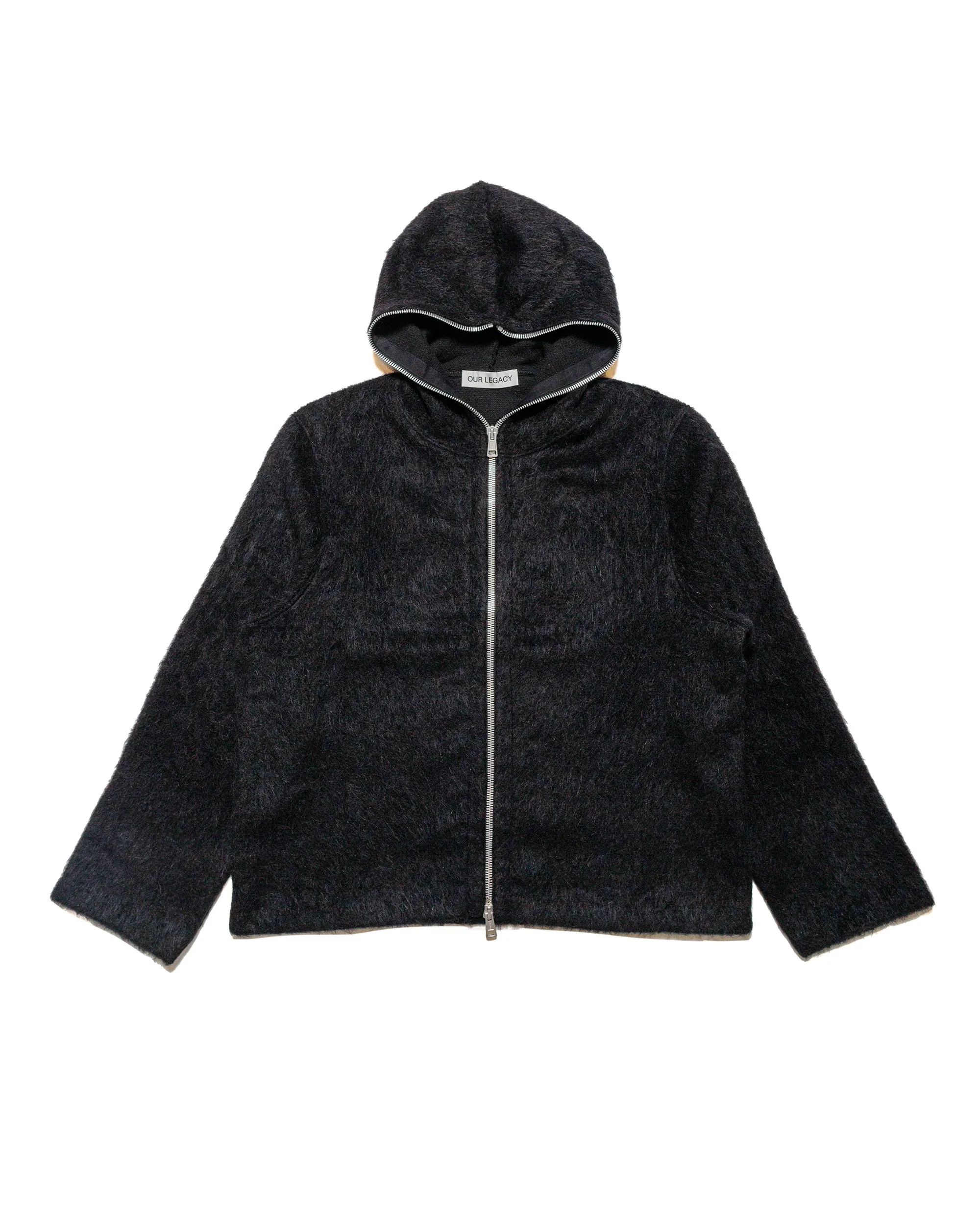 Our Legacy Full Zip Hood Black Hairy Wool sold by Lost & Found