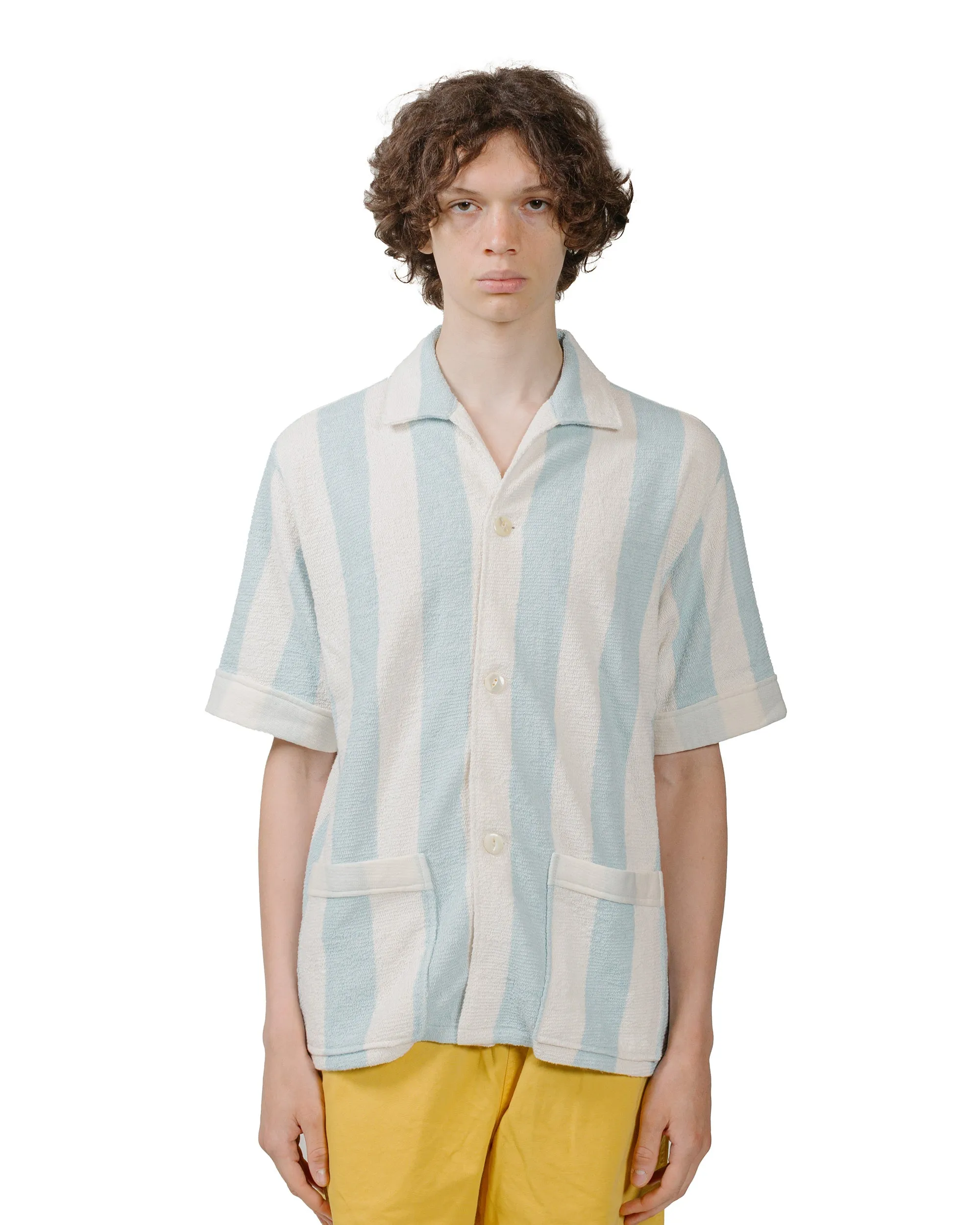 The Real McCoy's MC24015 Stripe Cotton Pile Beach Shirt Light Blue sold by Lost & Found product image thumbnail 2