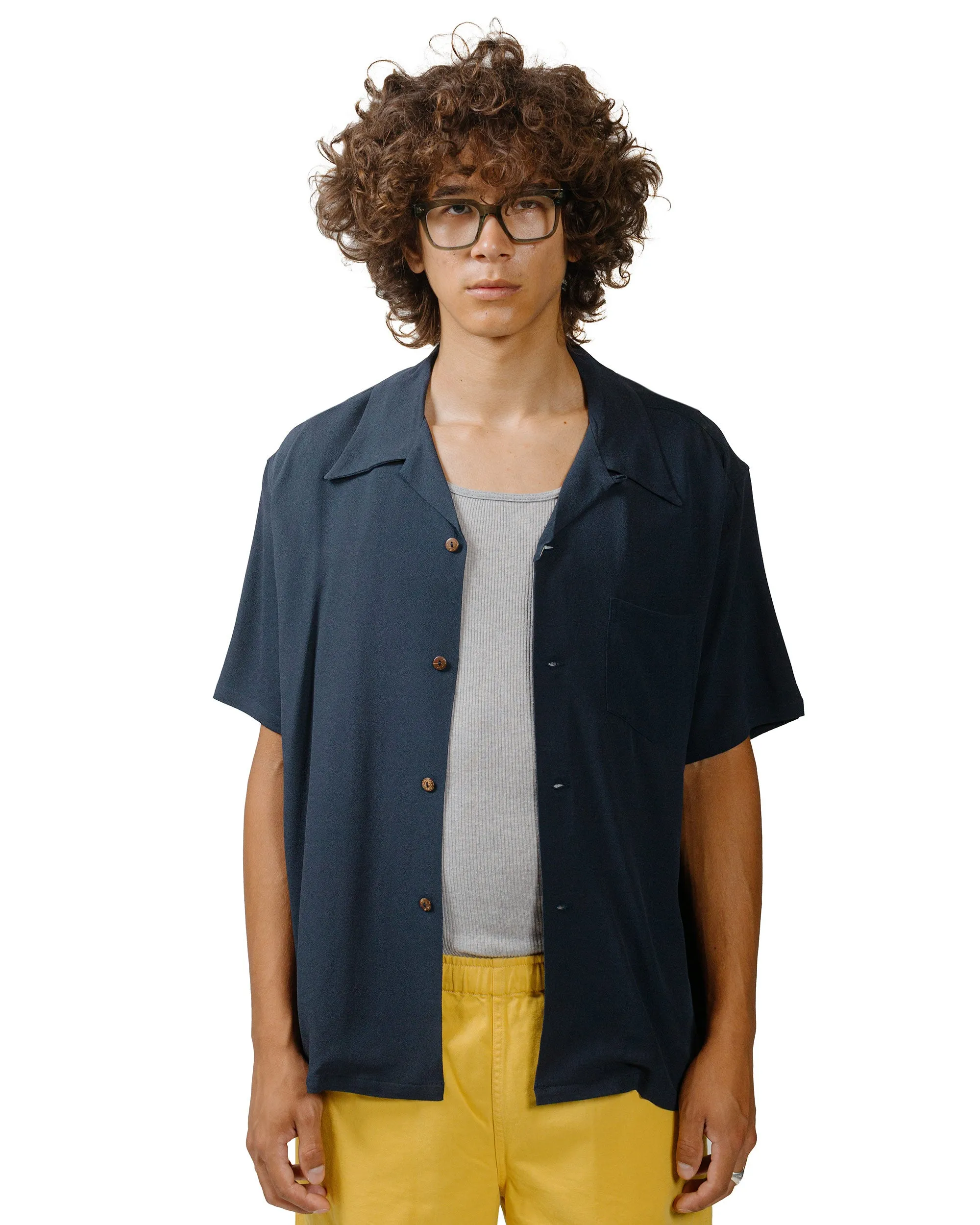 The Real McCoy's MS24008 Silk Rayon Open Collar Shirt Navy sold by Lost & Found product image thumbnail 2