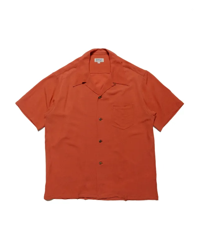 The Real McCoy's MS24008 Silk Rayon Open Collar Shirt Orange sold by Lost & Found