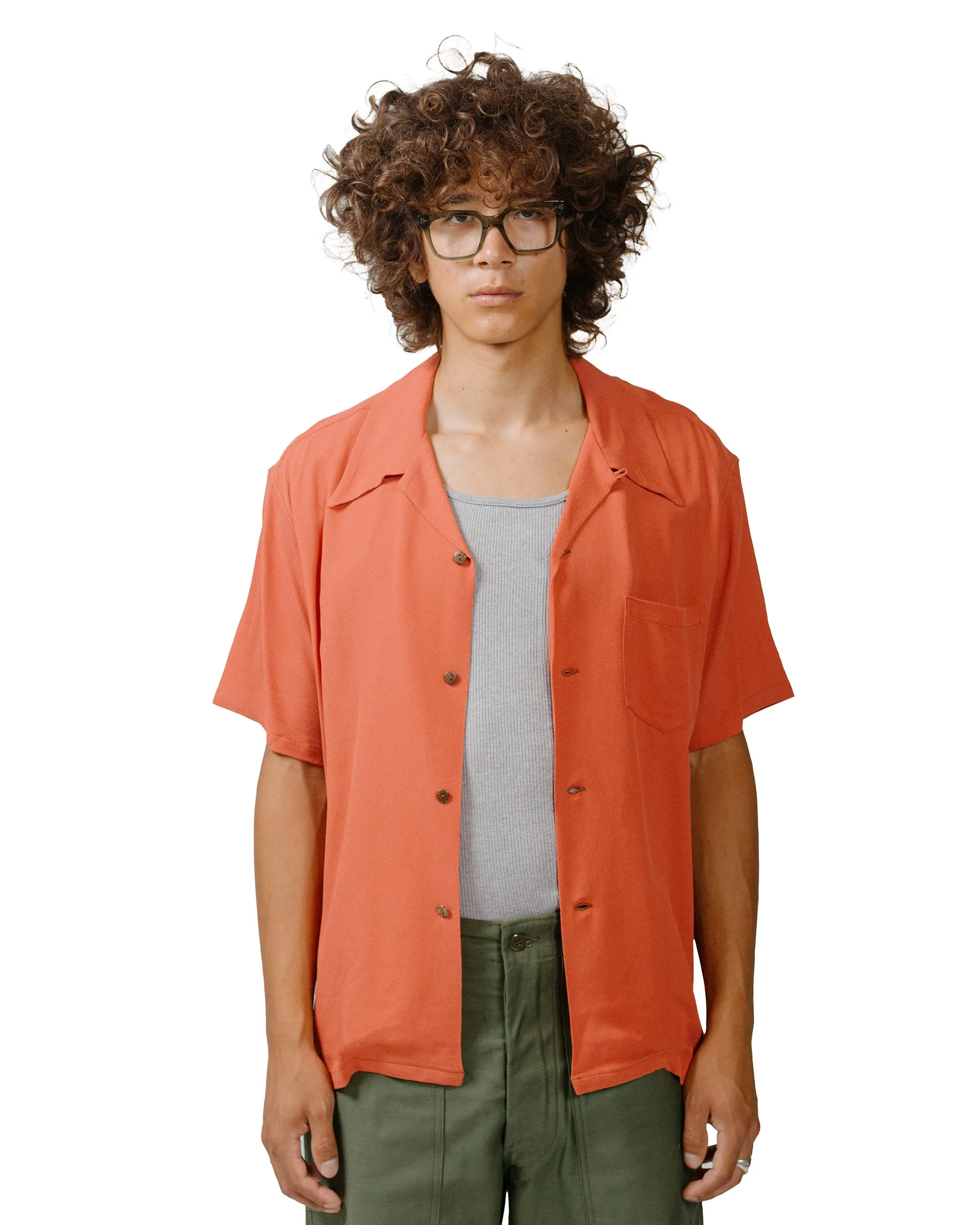 The Real McCoy's MS24008 Silk Rayon Open Collar Shirt Orange sold by Lost & Found product image thumbnail 2