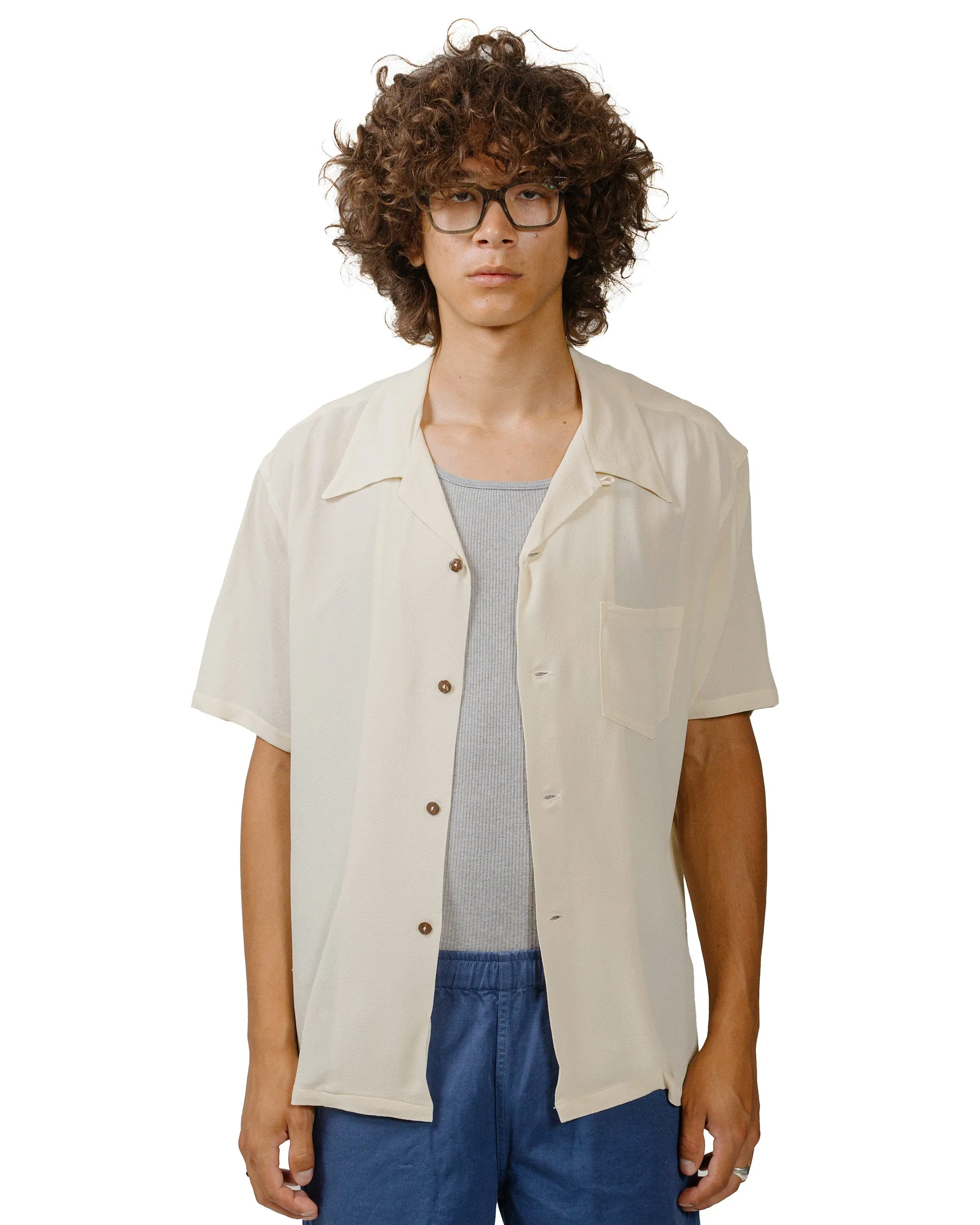 The Real McCoy's MS24008 Silk Rayon Open Collar Shirt Ecru sold by Lost & Found product image thumbnail 2