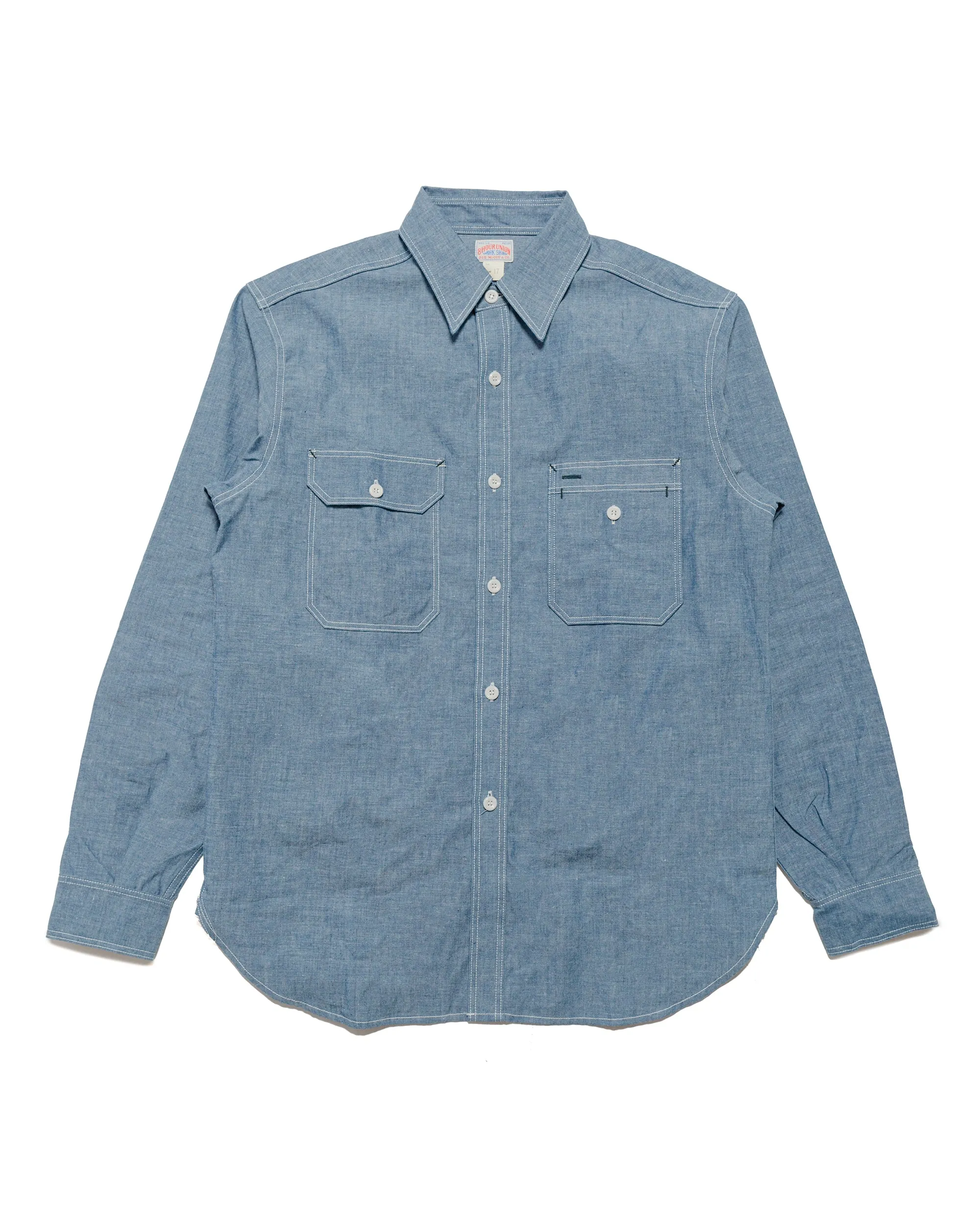 The Real McCoy's MS24004 8HU Chambray Serviceman Shirt Light Blue sold by Lost & Found