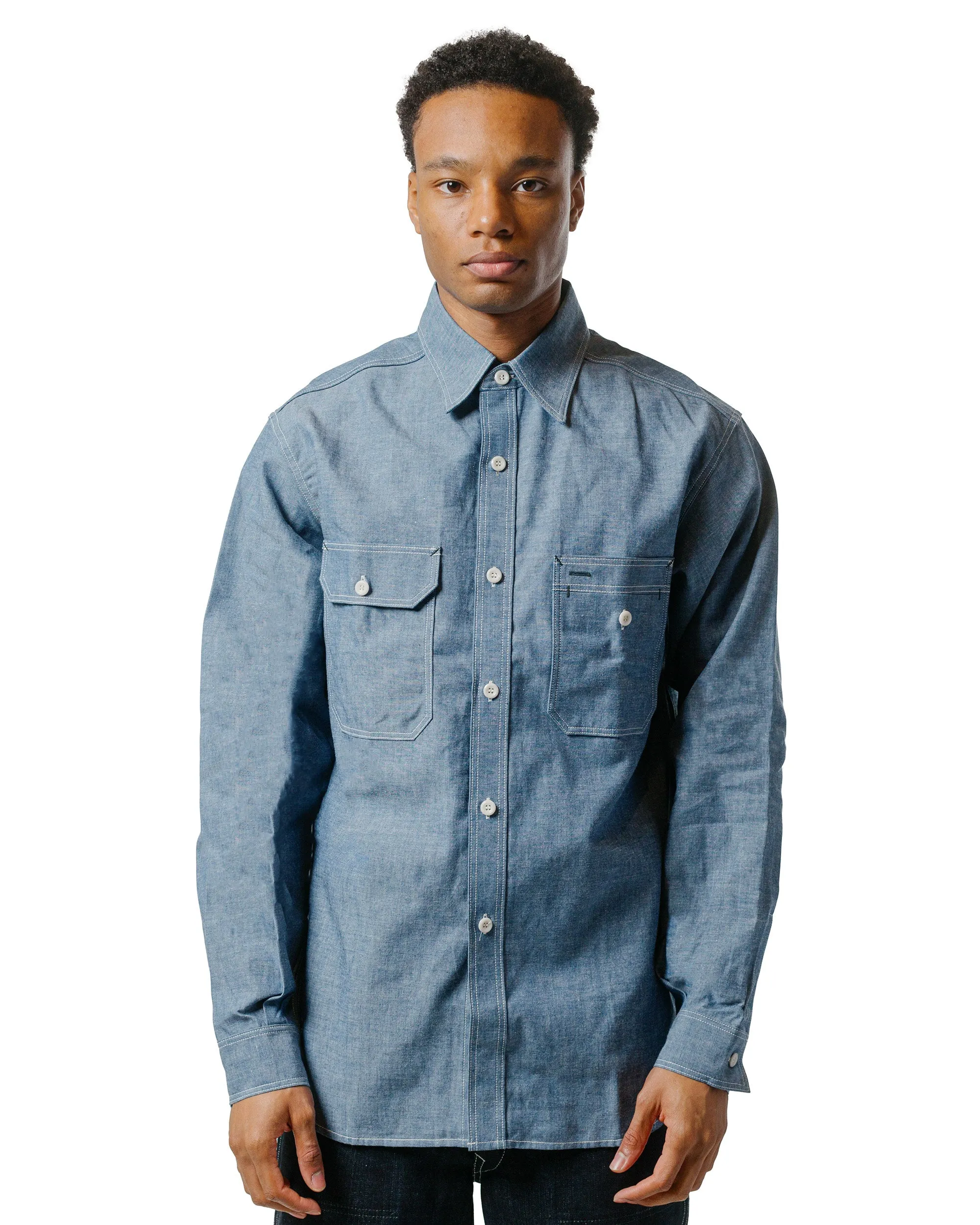The Real McCoy's MS24004 8HU Chambray Serviceman Shirt Light Blue sold by Lost & Found product image thumbnail 2