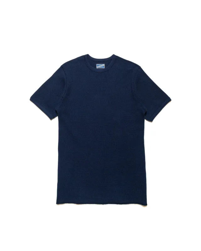 The Real McCoy's MC24018 Waffle Thermal Shirt S/S Navy sold by Lost & Found