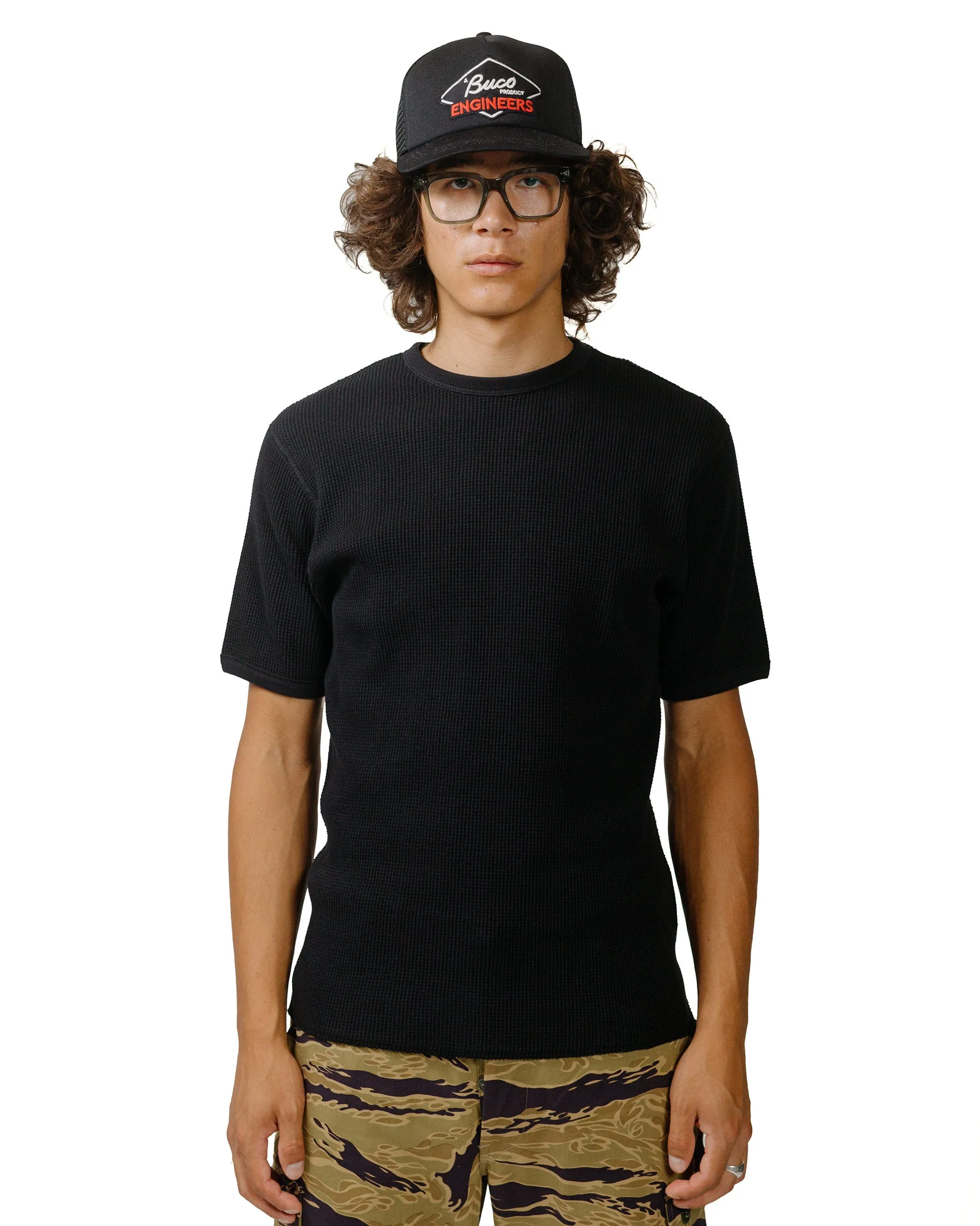 The Real McCoy's MC24018 Waffle Thermal Shirt S/S Black sold by Lost & Found product image thumbnail 2