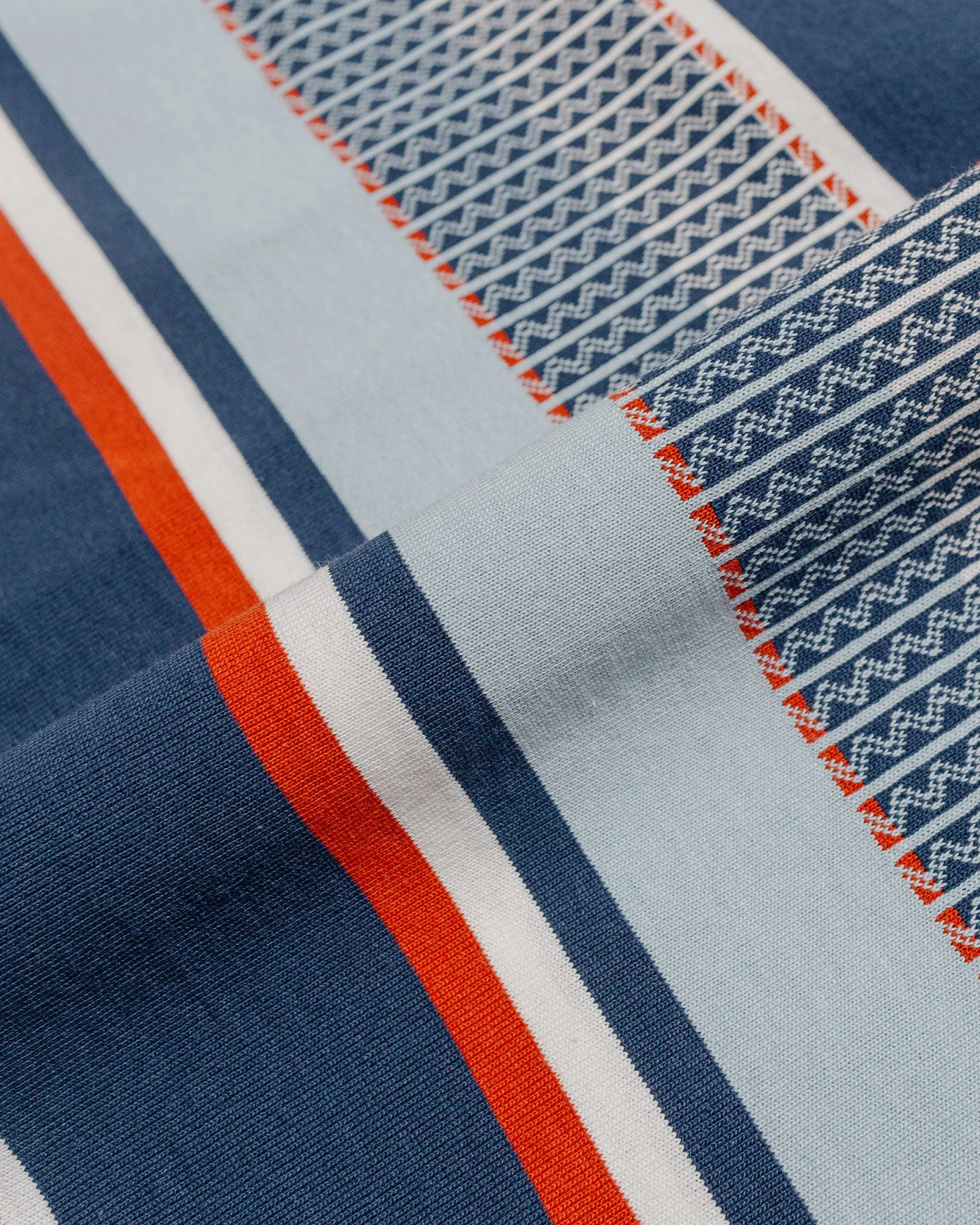 The Real McCoy's MC24017 Jacquard Knit Stripe Tee Navy sold by Lost & Found product image thumbnail 5