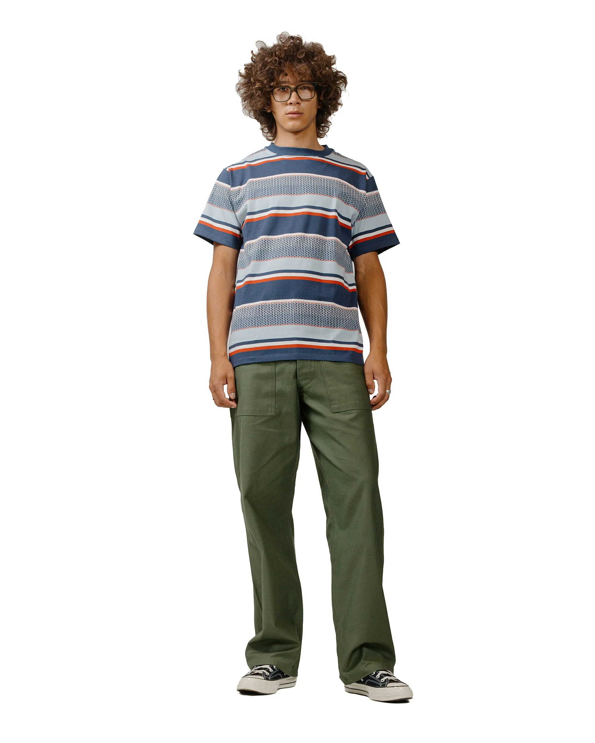 The Real McCoy's MC24017 Jacquard Knit Stripe Tee Navy sold by Lost & Found product image thumbnail 4