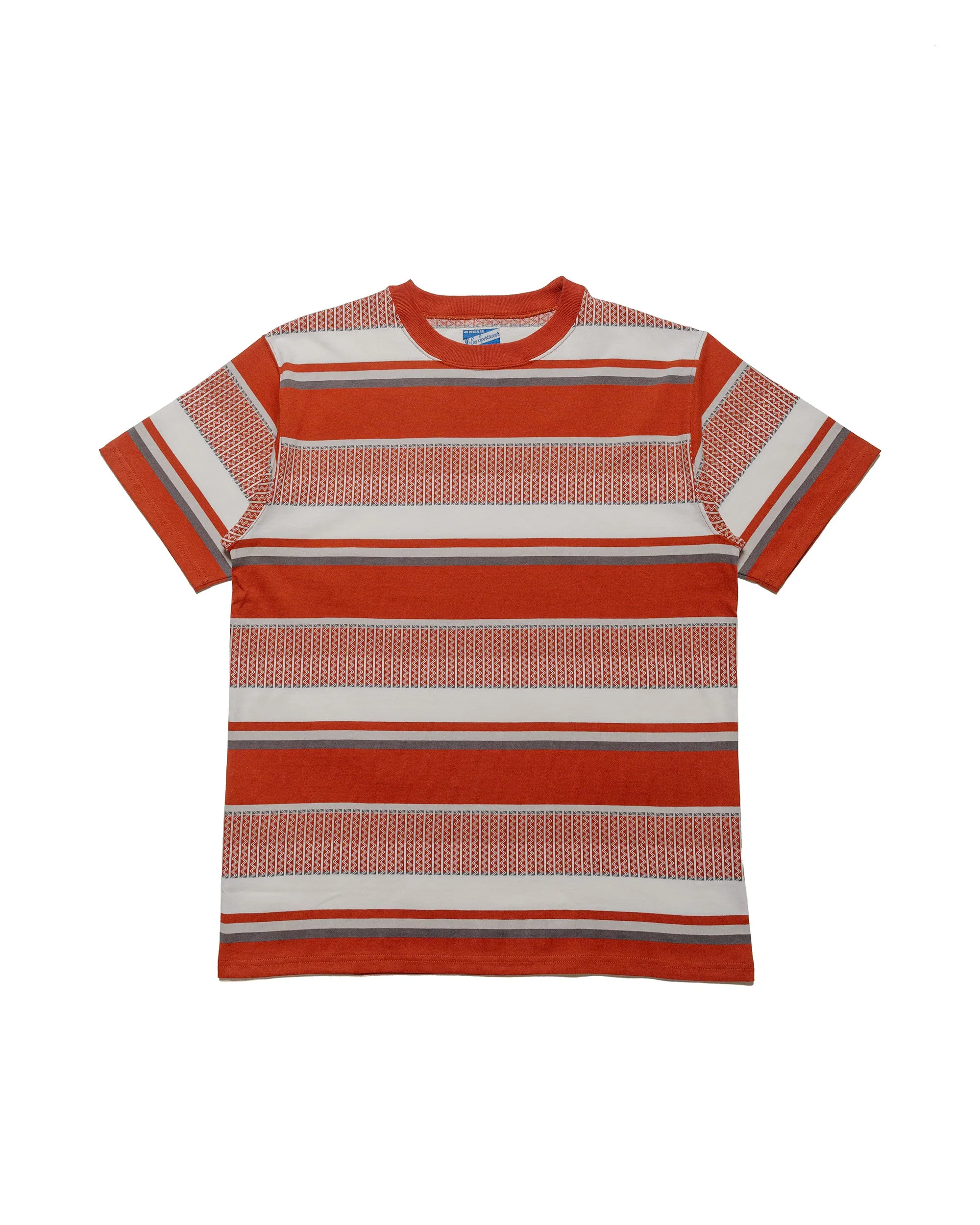 The Real McCoy's MC24017 Jacquard Knit Stripe Tee Red sold by Lost & Found