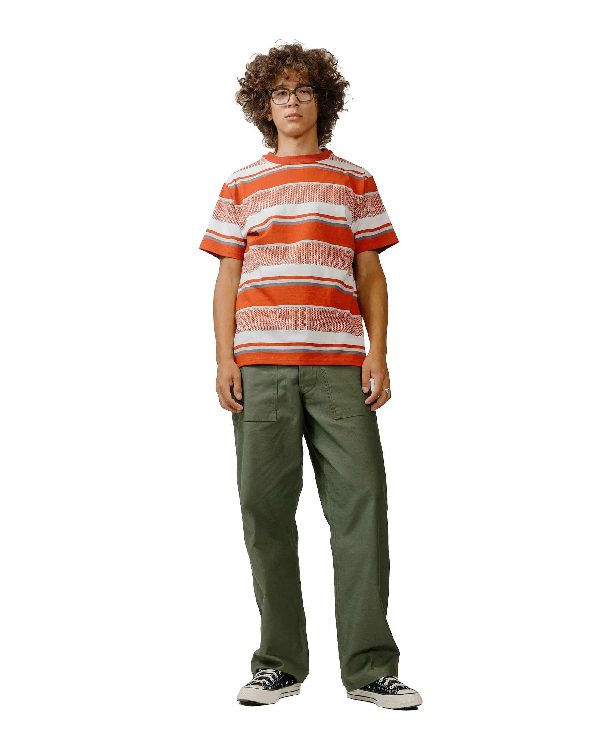 The Real McCoy's MC24017 Jacquard Knit Stripe Tee Red sold by Lost & Found product image thumbnail 4