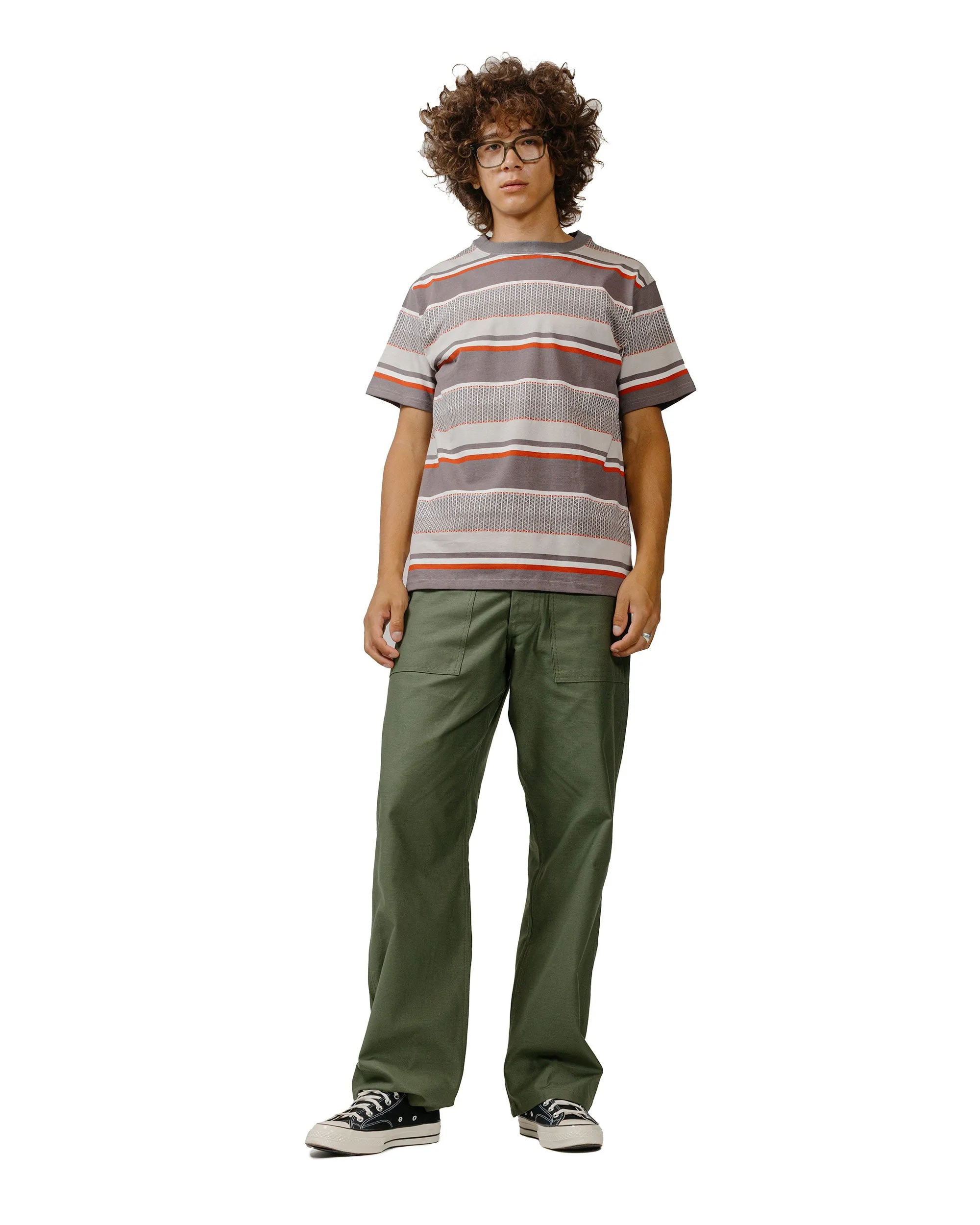 The Real McCoy's MC24017 Jacquard Knit Stripe Tee Gray sold by Lost & Found product image thumbnail 4