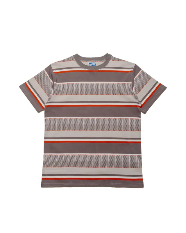 The Real McCoy's MC24017 Jacquard Knit Stripe Tee Gray sold by Lost & Found