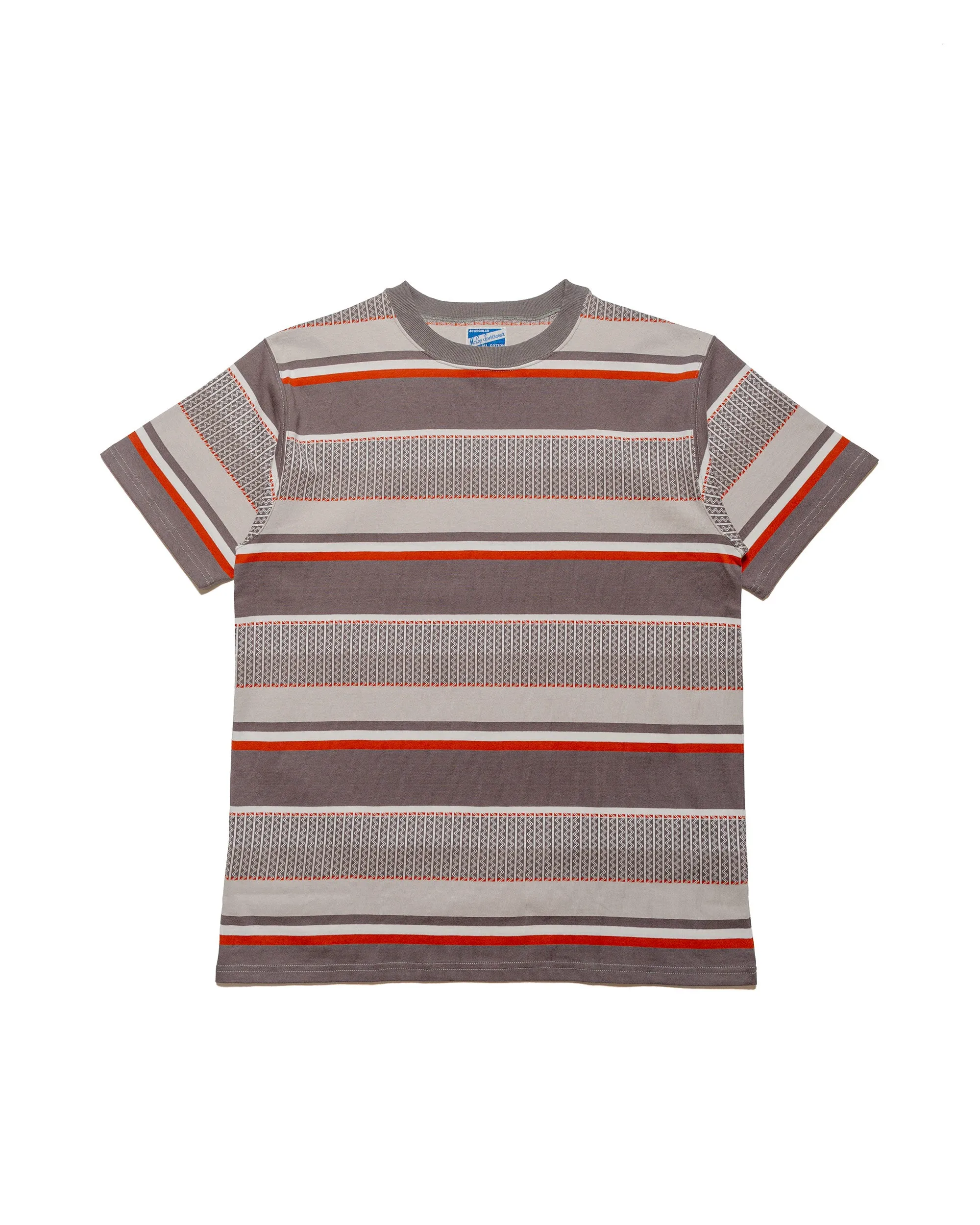 The Real McCoy's MC24017 Jacquard Knit Stripe Tee Gray sold by Lost & Found