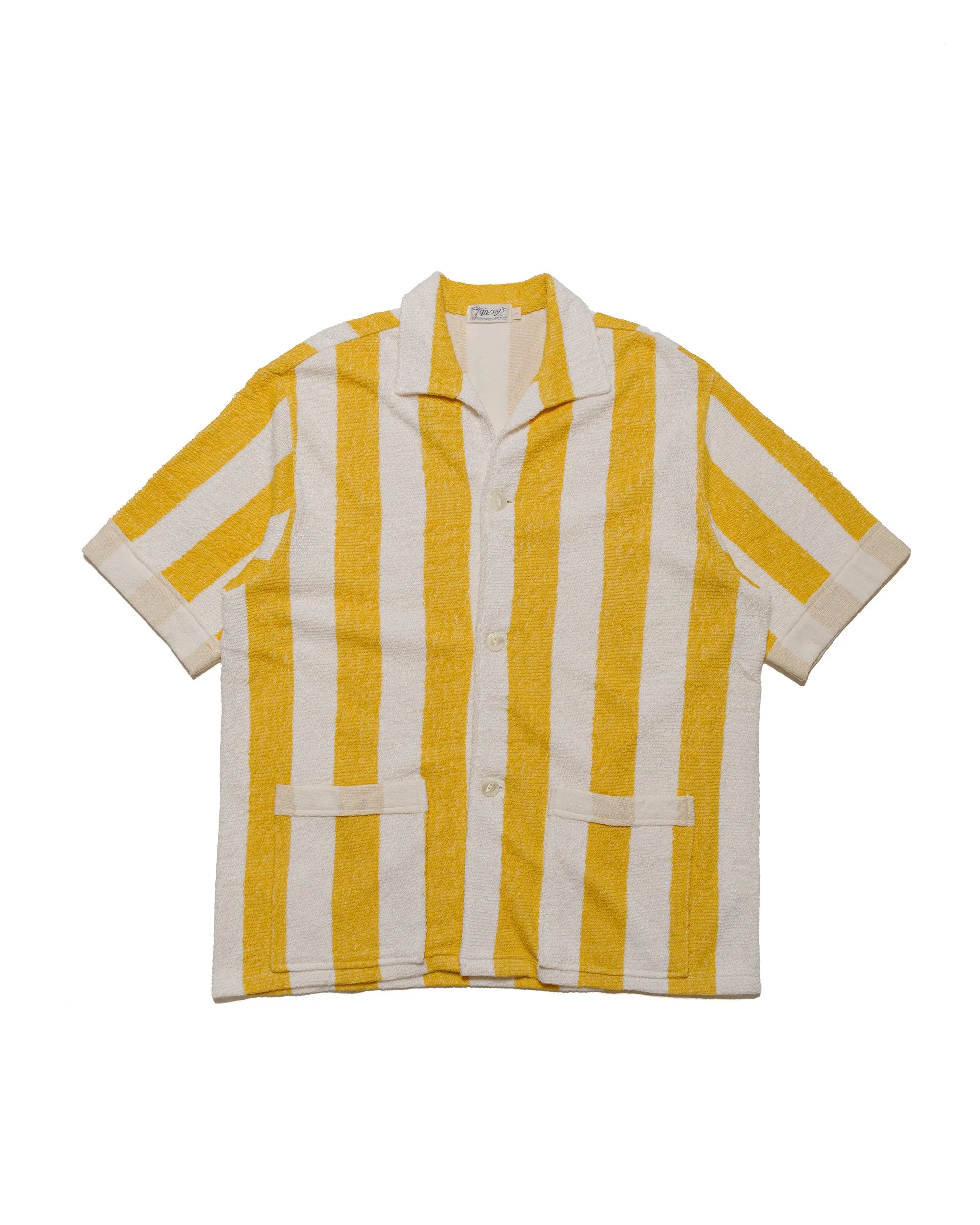The Real McCoy's MC24015 Stripe Cotton Pile Beach Shirt Yellow sold by Lost & Found