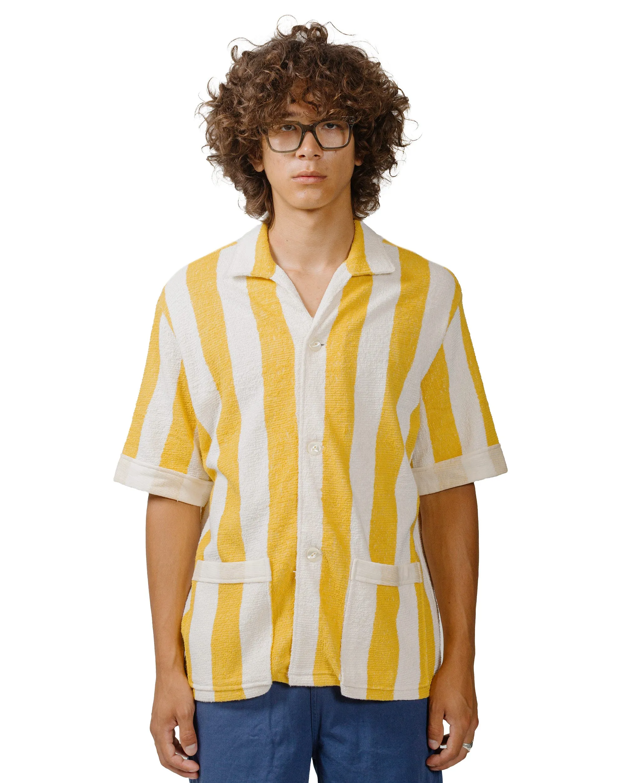 The Real McCoy's MC24015 Stripe Cotton Pile Beach Shirt Yellow sold by Lost & Found product image thumbnail 2