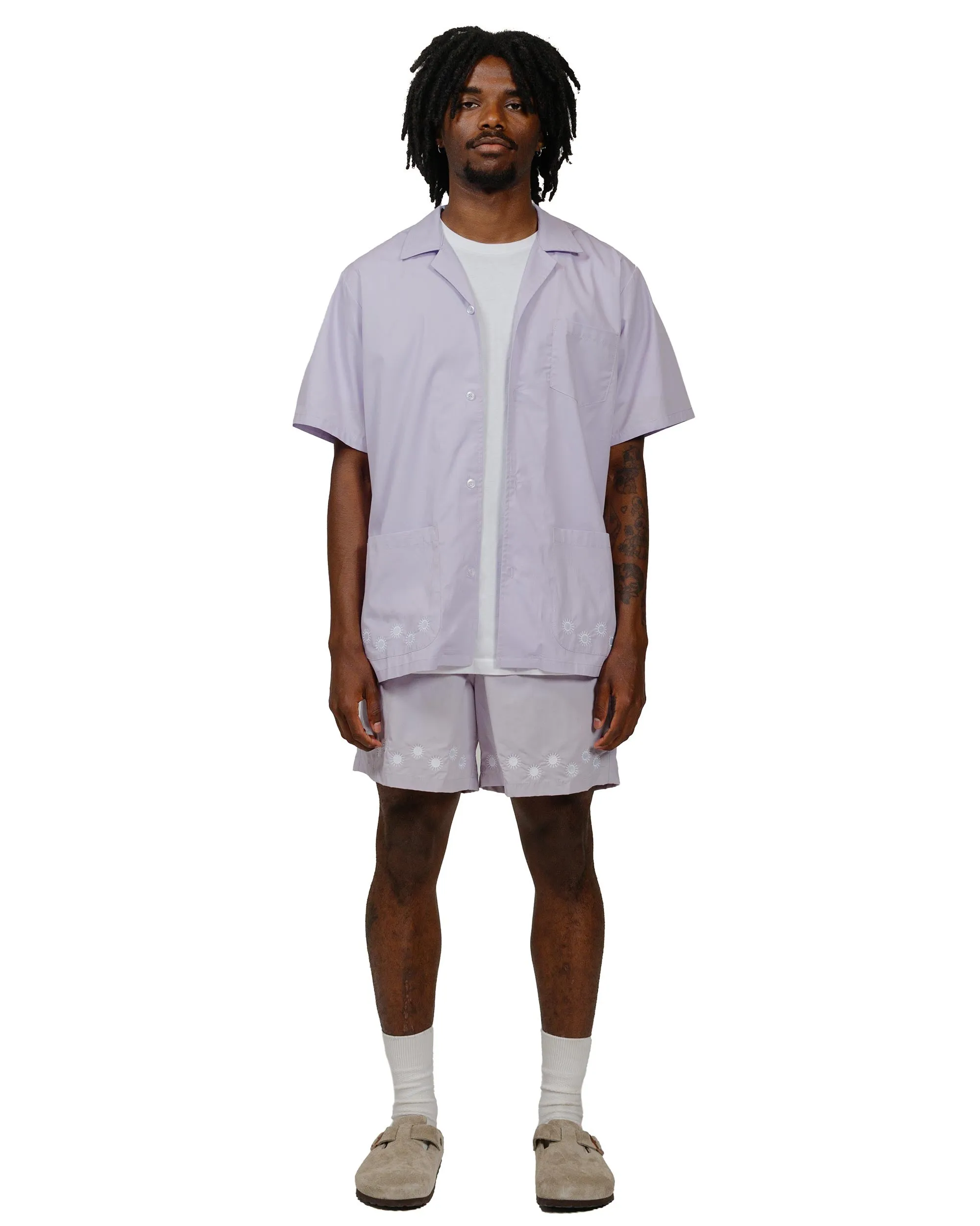 Bather Lavender Embroidered Sun Camp Shirt sold by Lost & Found product image thumbnail 4