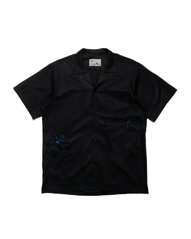 Bather Black Embroidered Lily Camp Shirt sold by Lost & Found