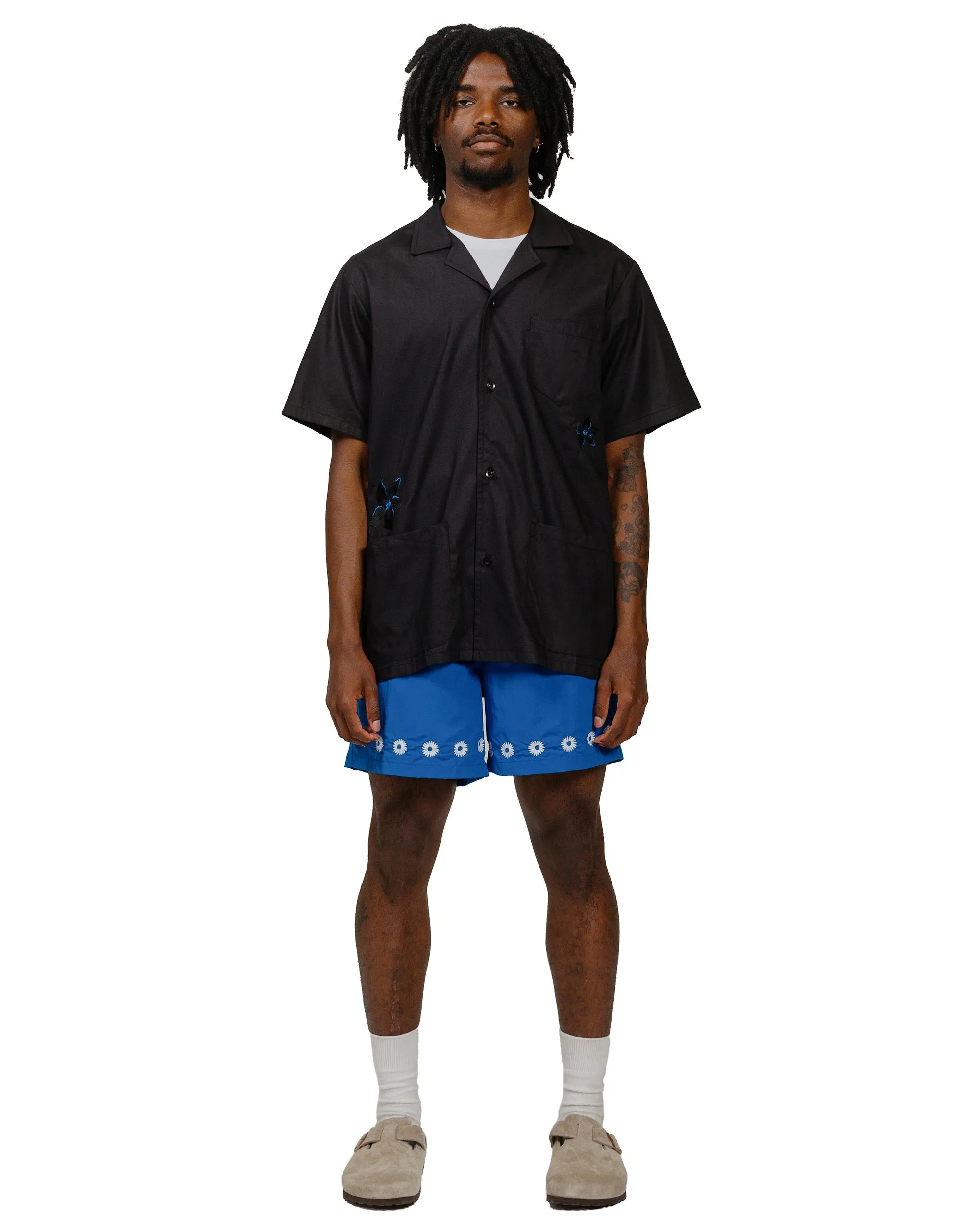 Bather Black Embroidered Lily Camp Shirt sold by Lost & Found product image thumbnail 4