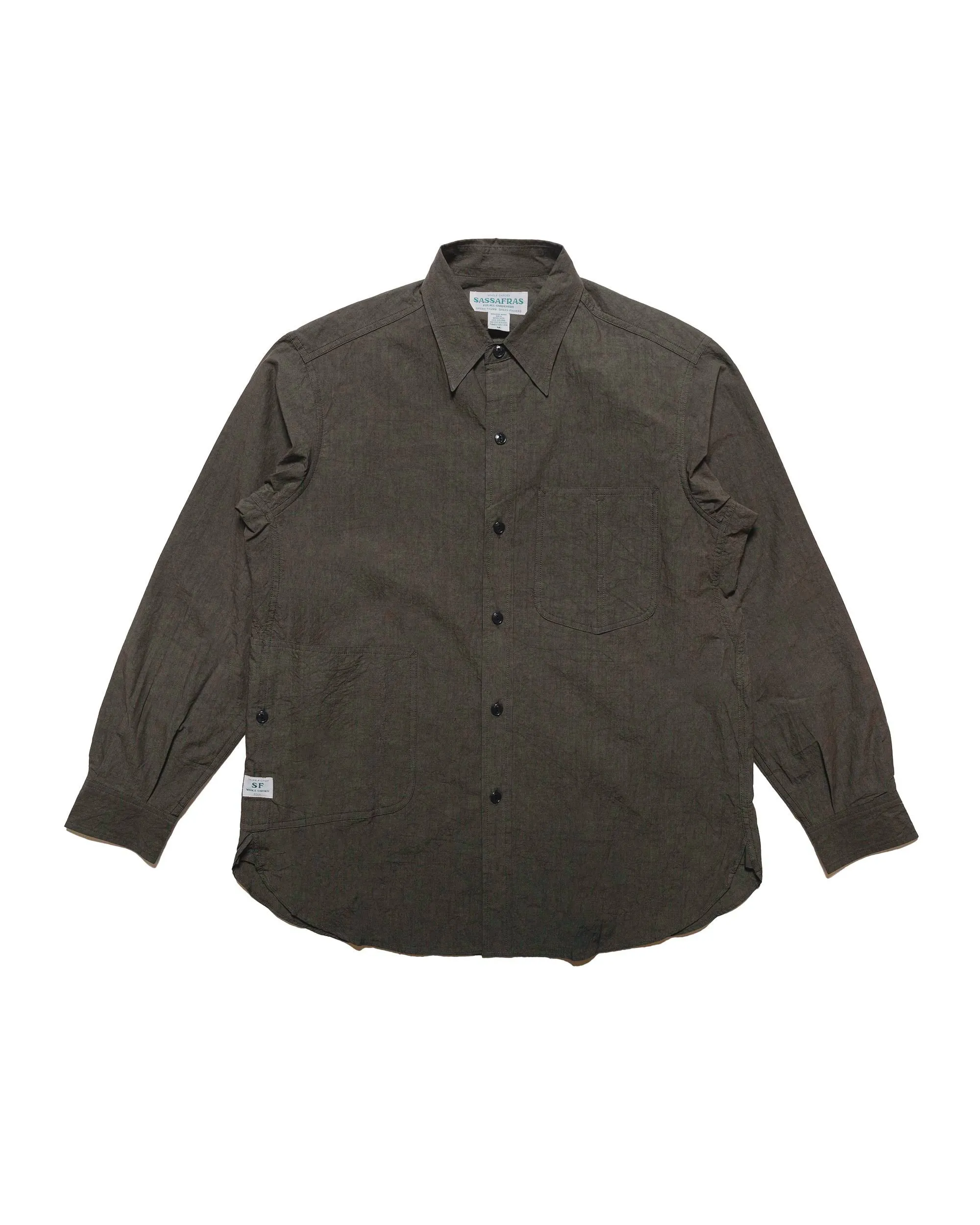 Sassafras Diggin Shirt Cotton/Linen Typewriter Charcoal sold by Lost & Found