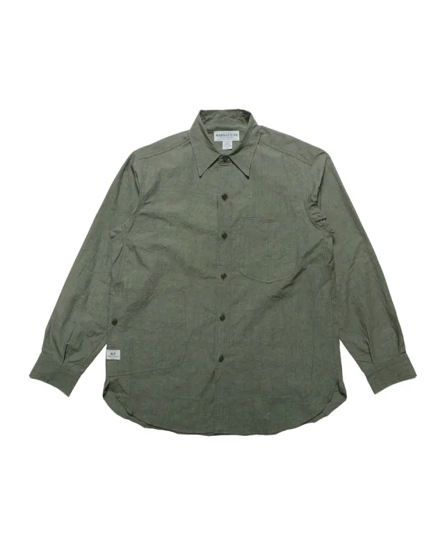 Sassafras Diggin Shirt Cotton/Linen Typewriter Olive sold by Lost & Found