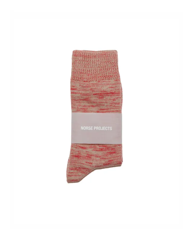 Norse Projects Bjarki Cotton Twist Sock Red Clay sold by Lost & Found