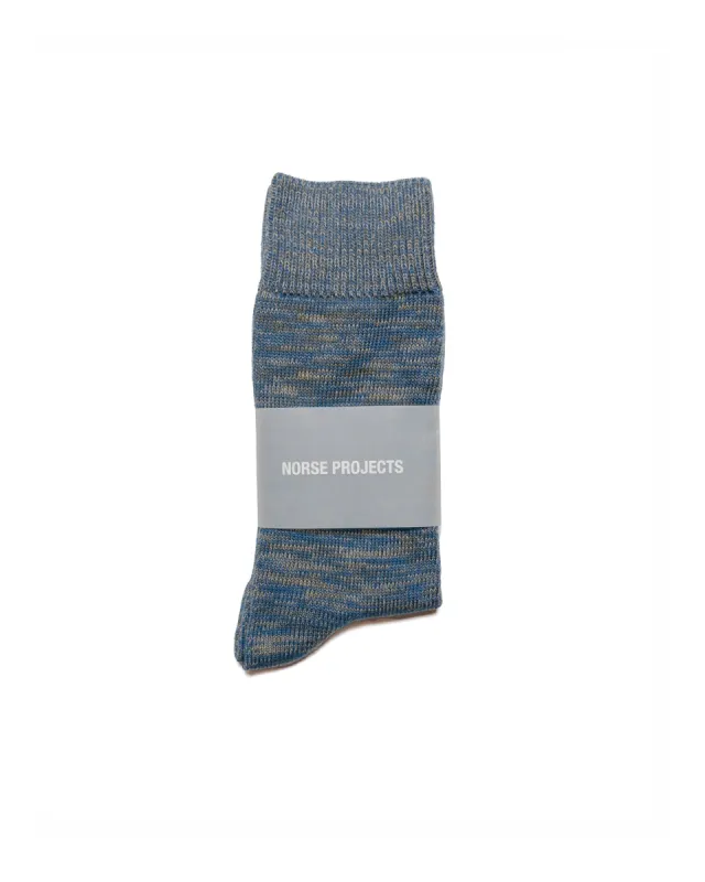 Norse Projects Bjarki Cotton Twist Sock Fog Blue sold by Lost & Found