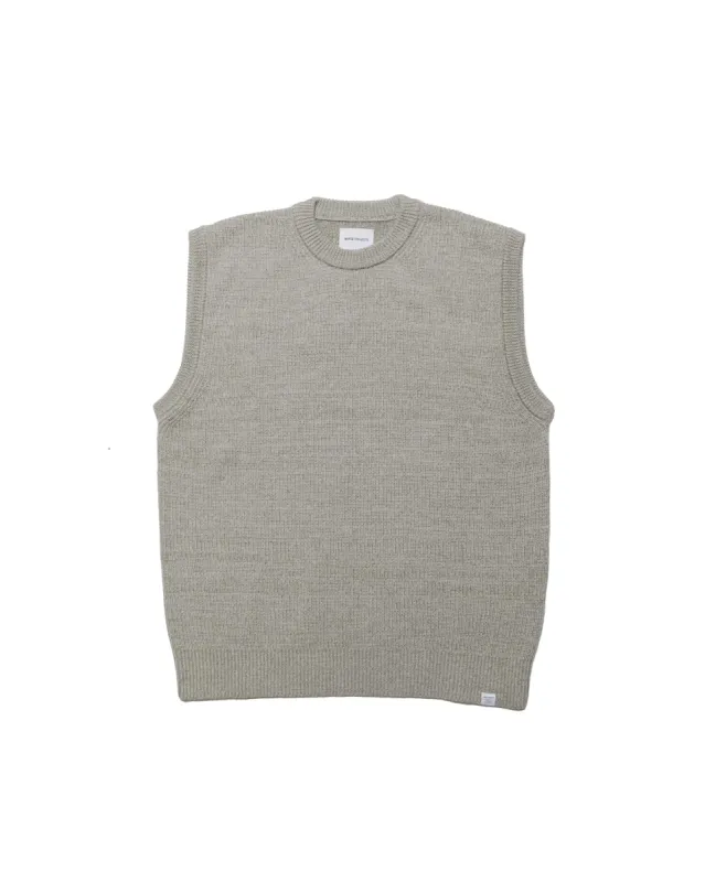 Norse Projects Manfred Wool Cotton Rib Vest Sediment Green sold by Lost & Found