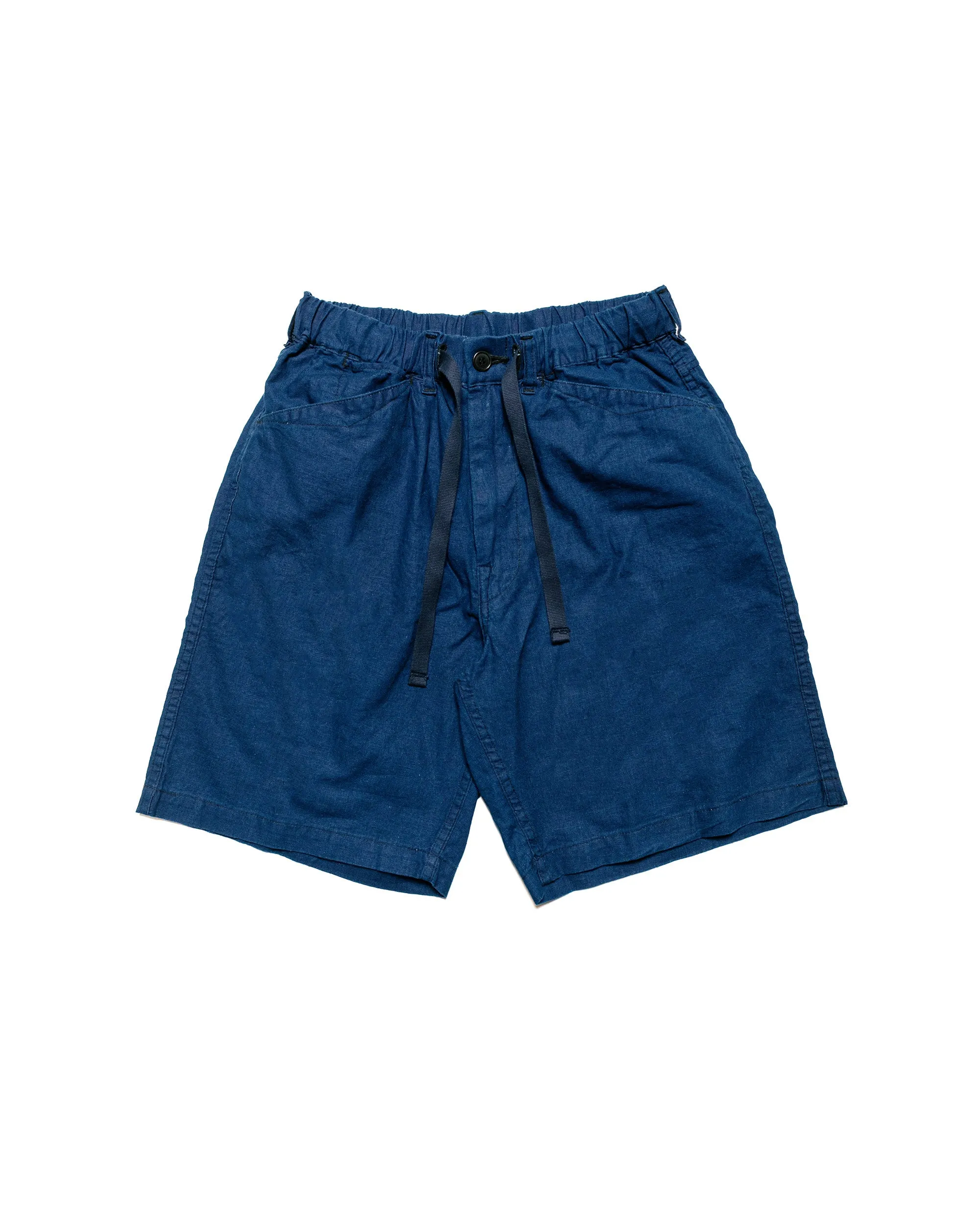 Post O'Alls E-Z Travail Shorts Cotton/Linen Sheeting Indigo sold by Lost & Found