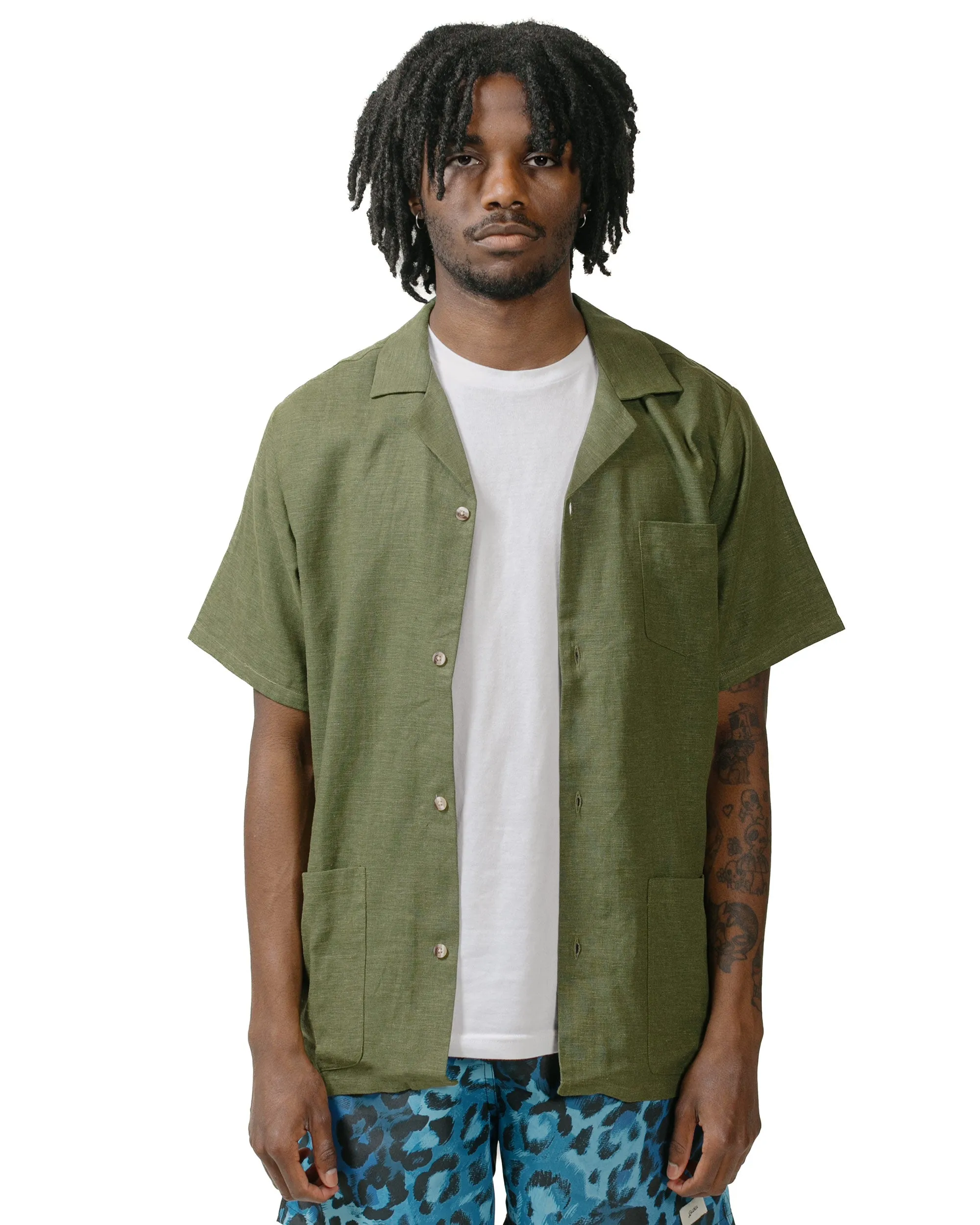 Bather Olive Linen Traveler Shirt sold by Lost & Found product image thumbnail 2