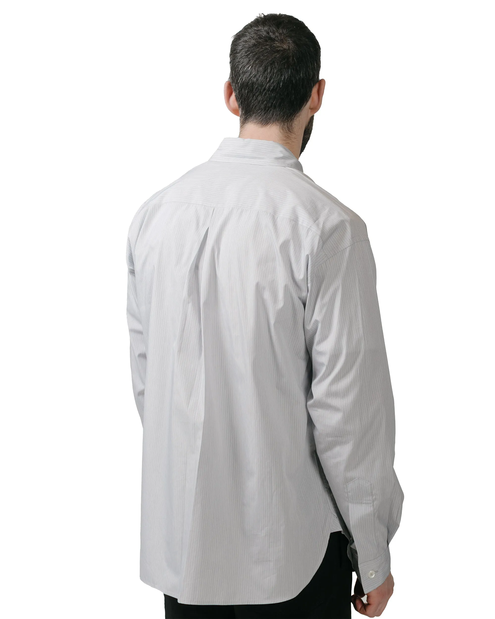 Margaret Howell Half Placket Shirt Fine Stripe Cotton Poplin Grey/White sold by Lost & Found product image thumbnail 3