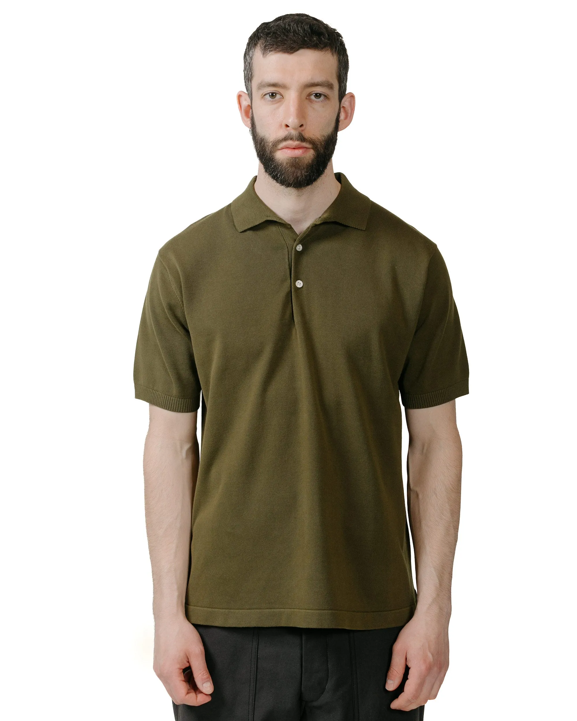 Beams Plus Knit Polo Solid 12G Green sold by Lost & Found product image thumbnail 2