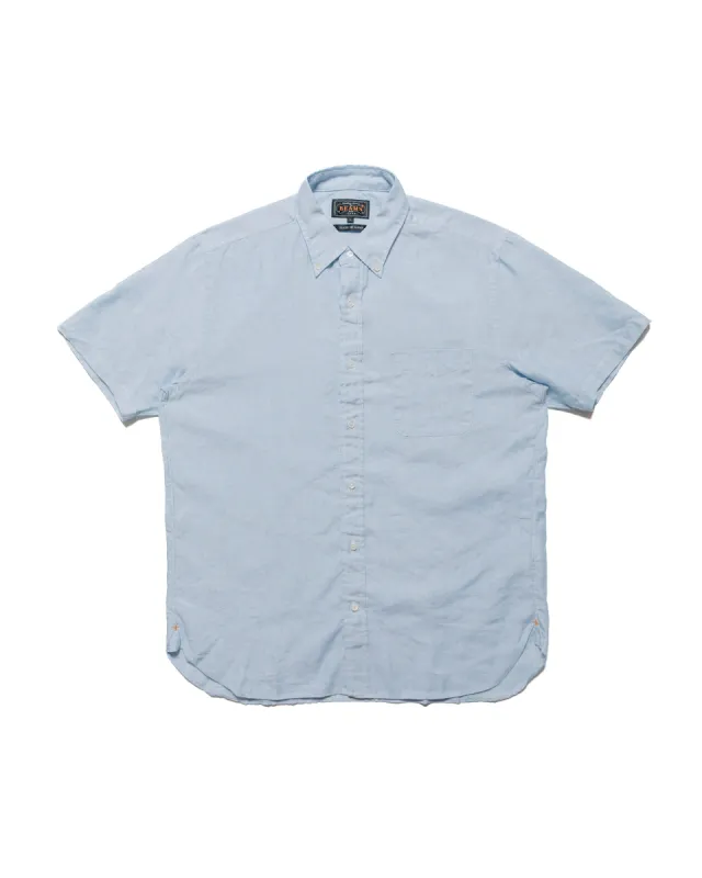 Beams Plus B.D. Short Sleeve COOLMAX® Linen Sax sold by Lost & Found