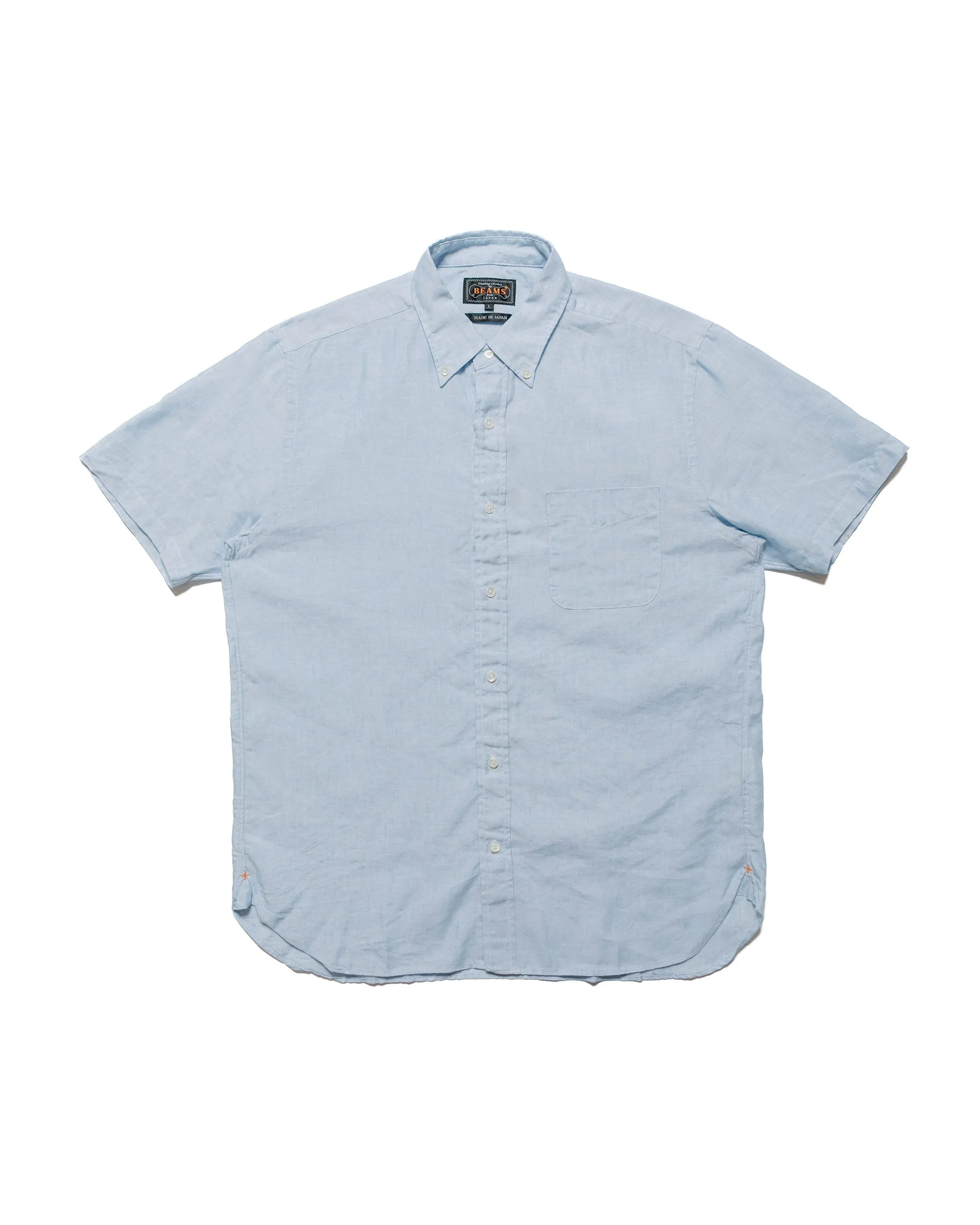 Beams Plus B.D. Short Sleeve COOLMAX® Linen Sax sold by Lost & Found