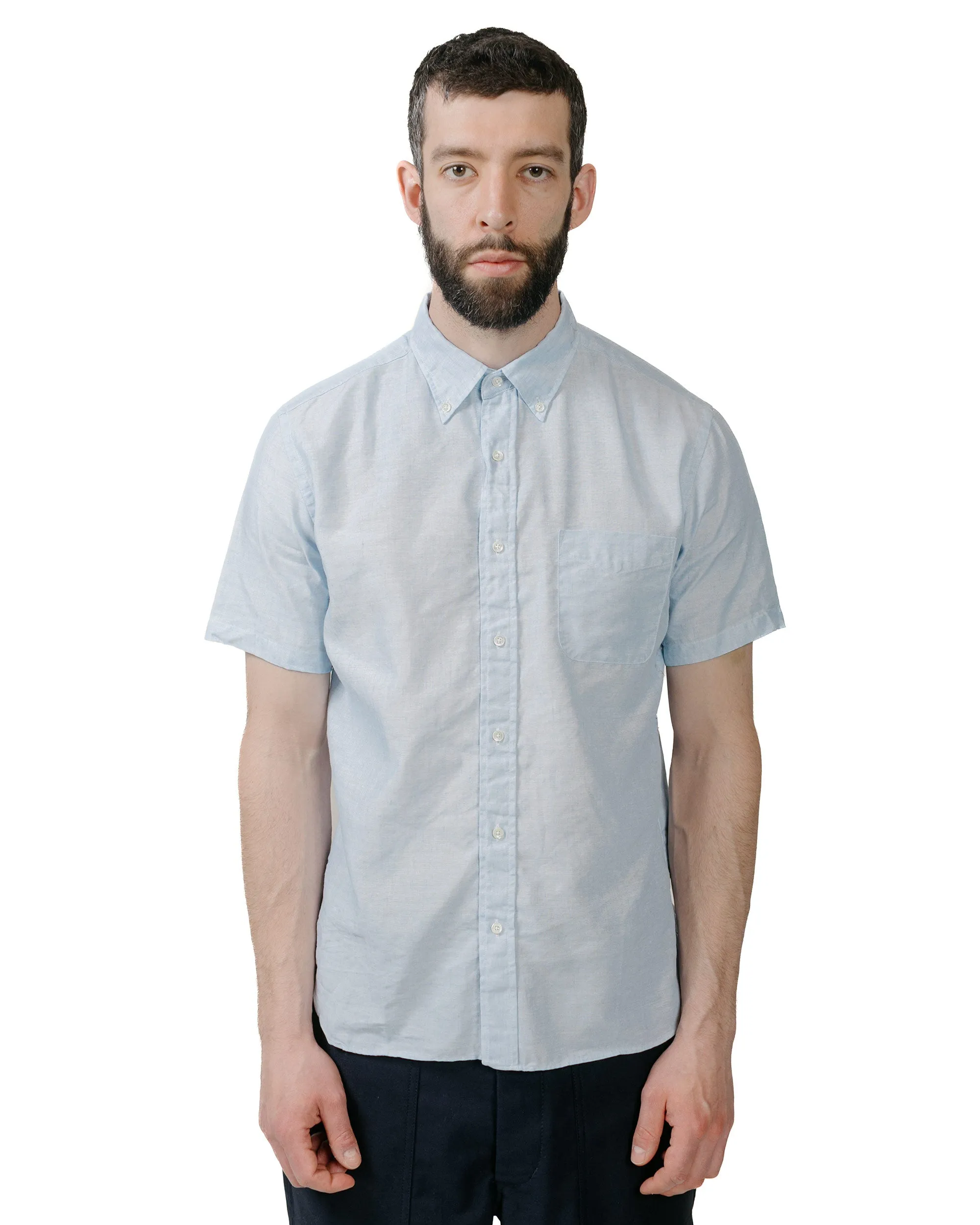 Beams Plus B.D. Short Sleeve COOLMAX® Linen Sax sold by Lost & Found product image thumbnail 2