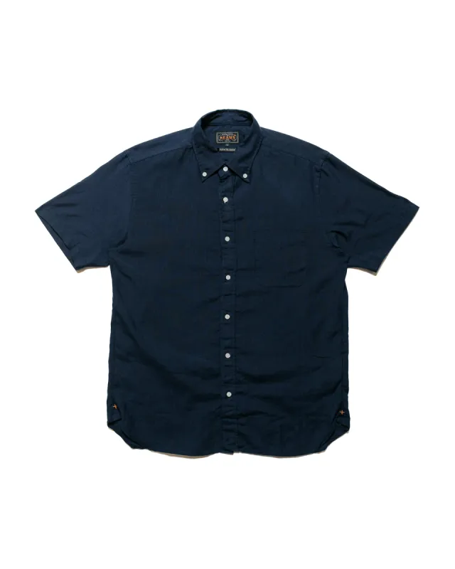 Beams Plus B.D. Short Sleeve COOLMAX® Linen Navy sold by Lost & Found