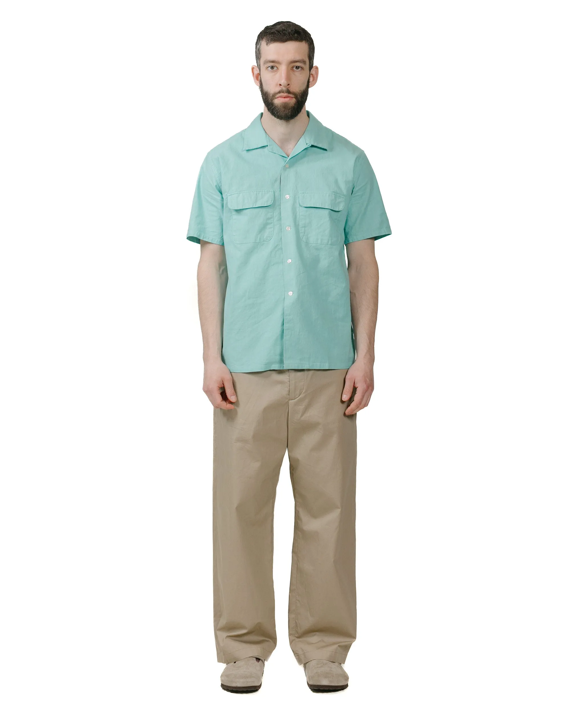 Beams Plus Open Collar Cotton Linen Panama Garment Dye Mint Green sold by Lost & Found product image thumbnail 4