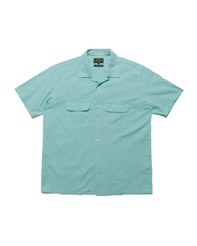 Beams Plus Open Collar Cotton Linen Panama Garment Dye Mint Green sold by Lost & Found