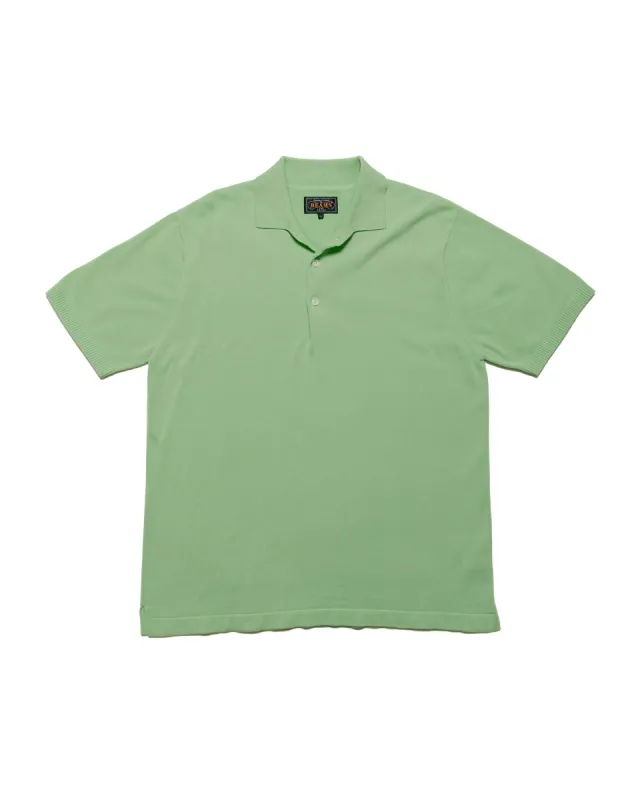 Beams Plus Knit Polo Solid 12G Light Green sold by Lost & Found