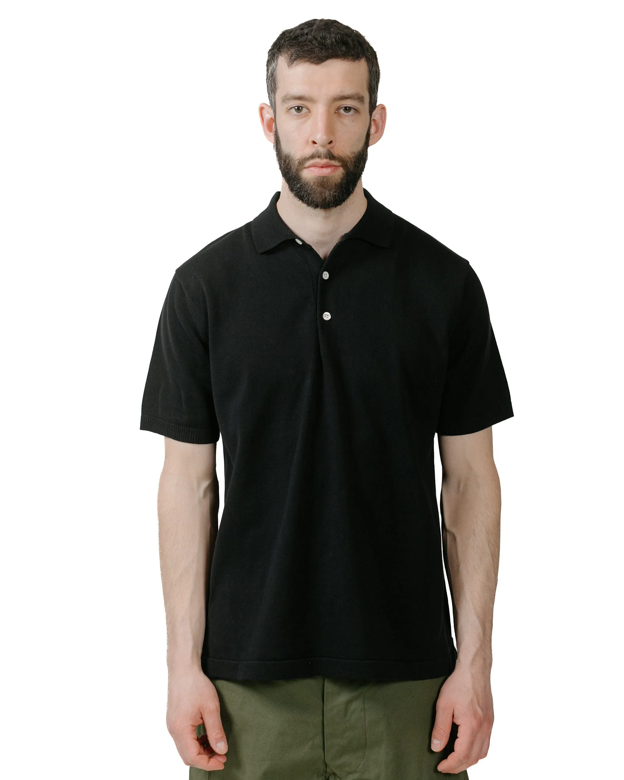 Beams Plus Knit Polo Solid 12G Black sold by Lost & Found product image thumbnail 2
