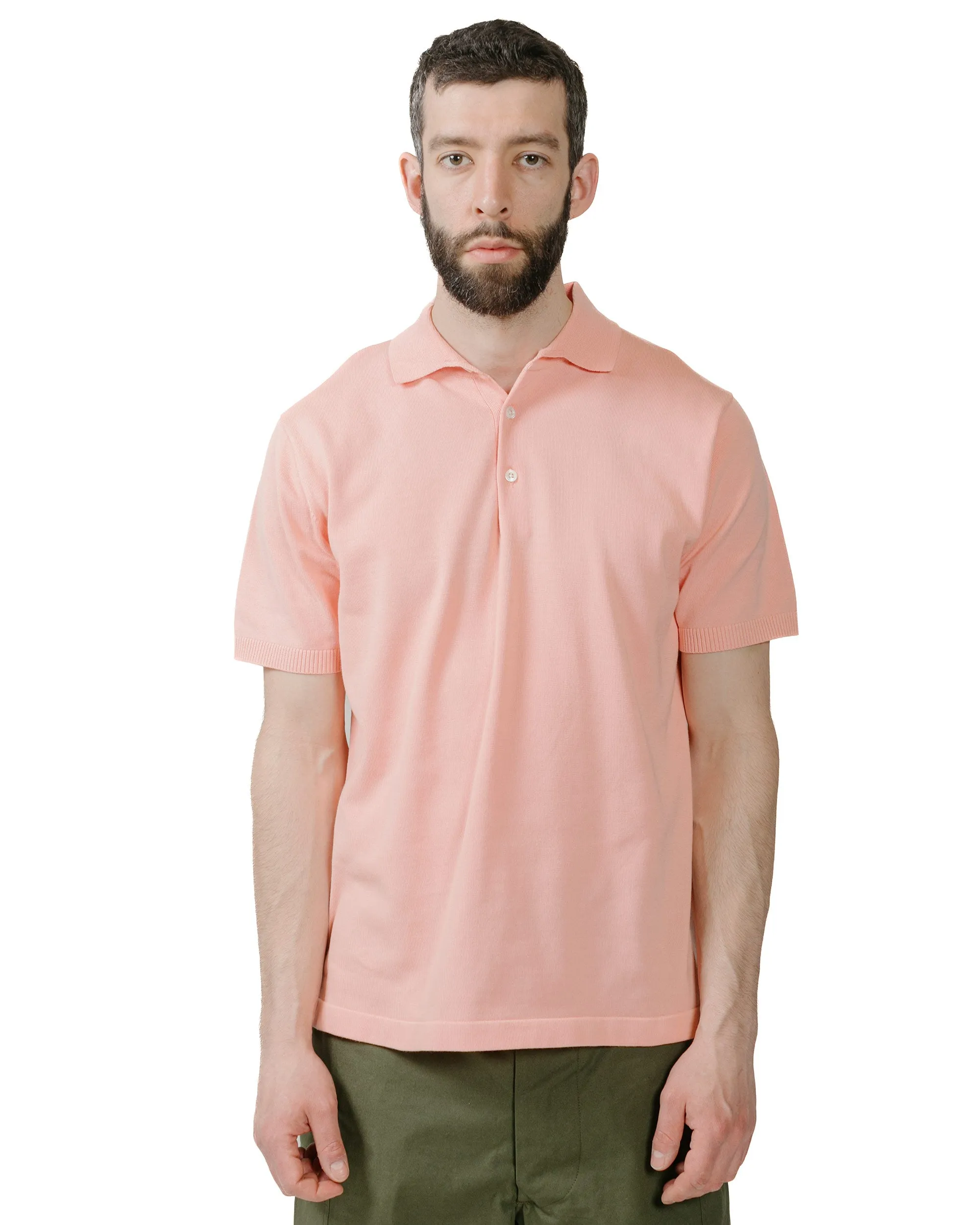 Beams Plus Knit Polo Solid 12G Pink sold by Lost & Found product image thumbnail 2