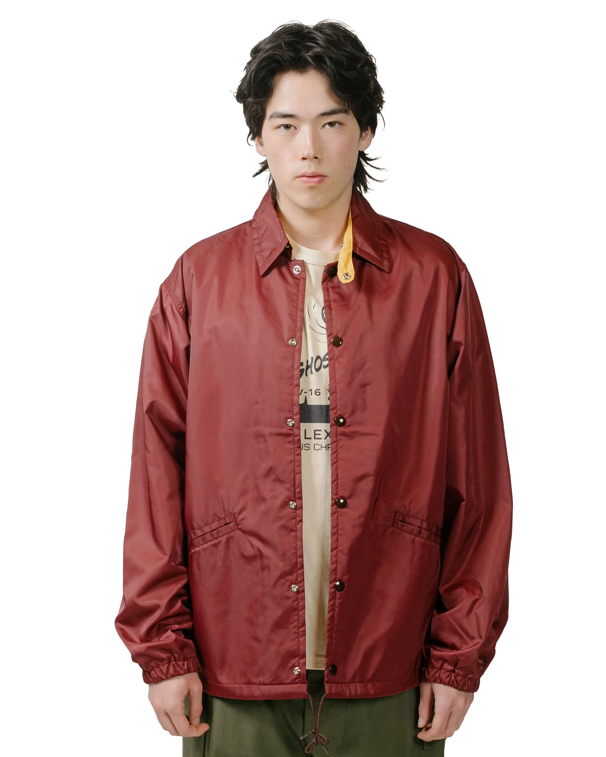 The Real McCoy's MJ24010 Nylon Cotton Lined Coach Jacket Burgundy sold by Lost & Found product image thumbnail 2