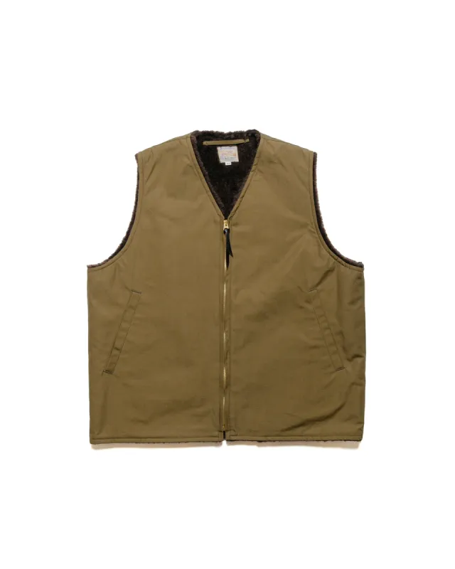 The Real McCoy's MJ23107 USN Alpaca Vest Khaki sold by Lost & Found