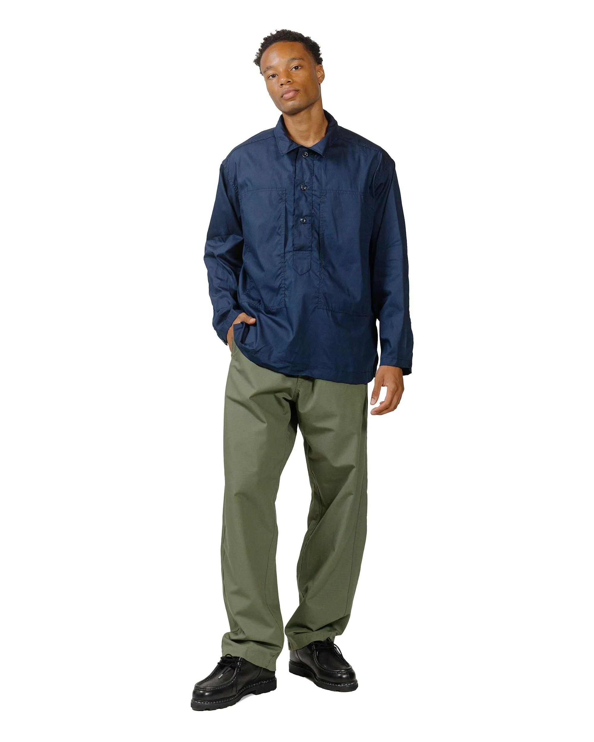 Engineered Garments Workaday Army Pop Over Shirt Navy Superfine Poplin sold by Lost & Found product image thumbnail 4