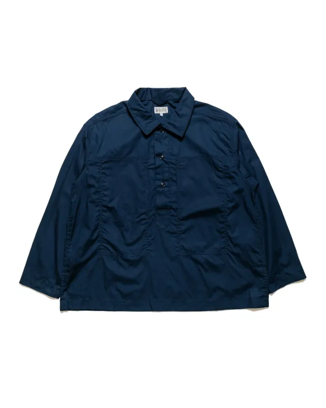 Engineered Garments Workaday Army Pop Over Shirt Navy Superfine Poplin sold by Lost & Found
