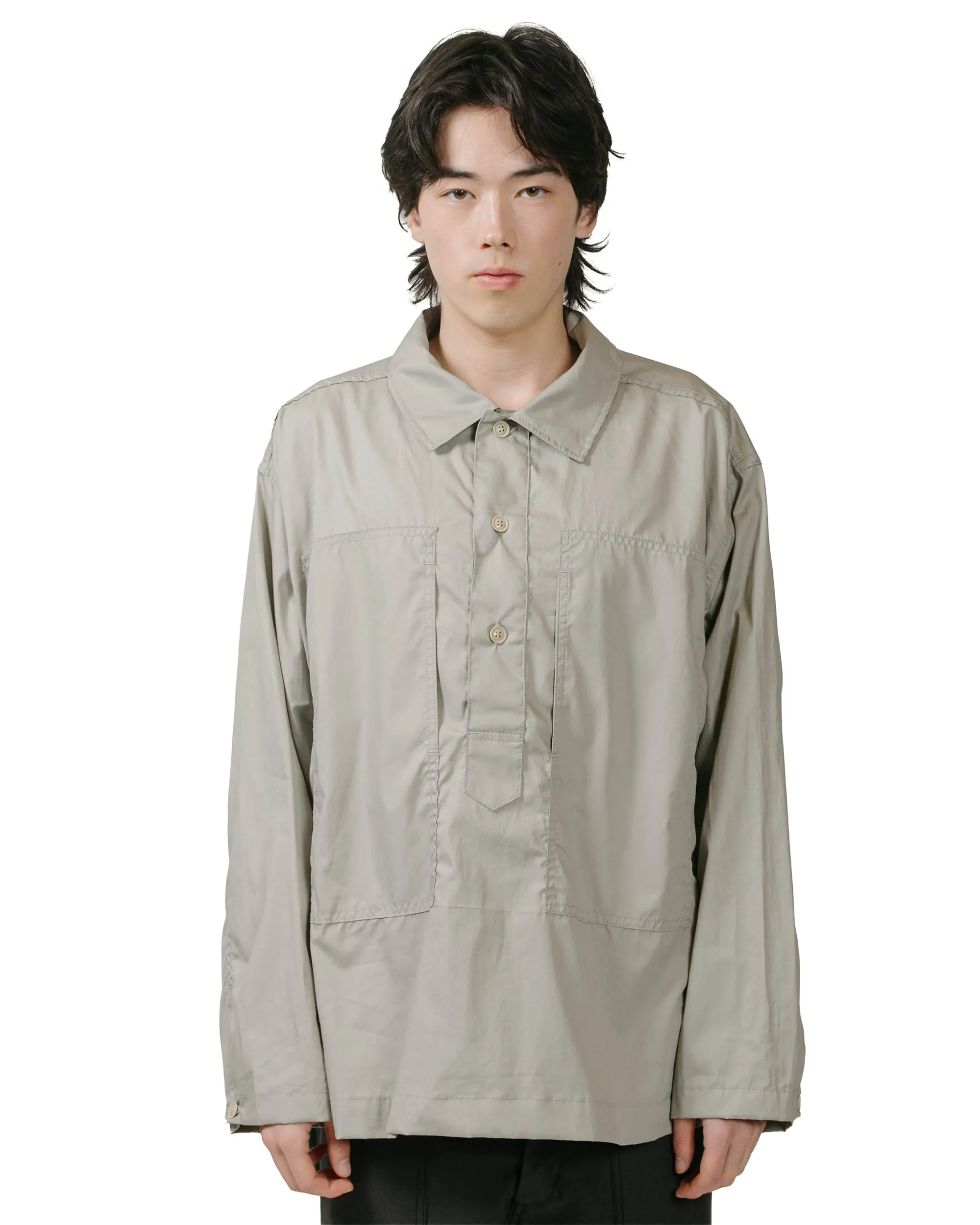 Engineered Garments Workaday Army Pop Over Shirt Light Grey Superfine Poplin sold by Lost & Found product image thumbnail 2