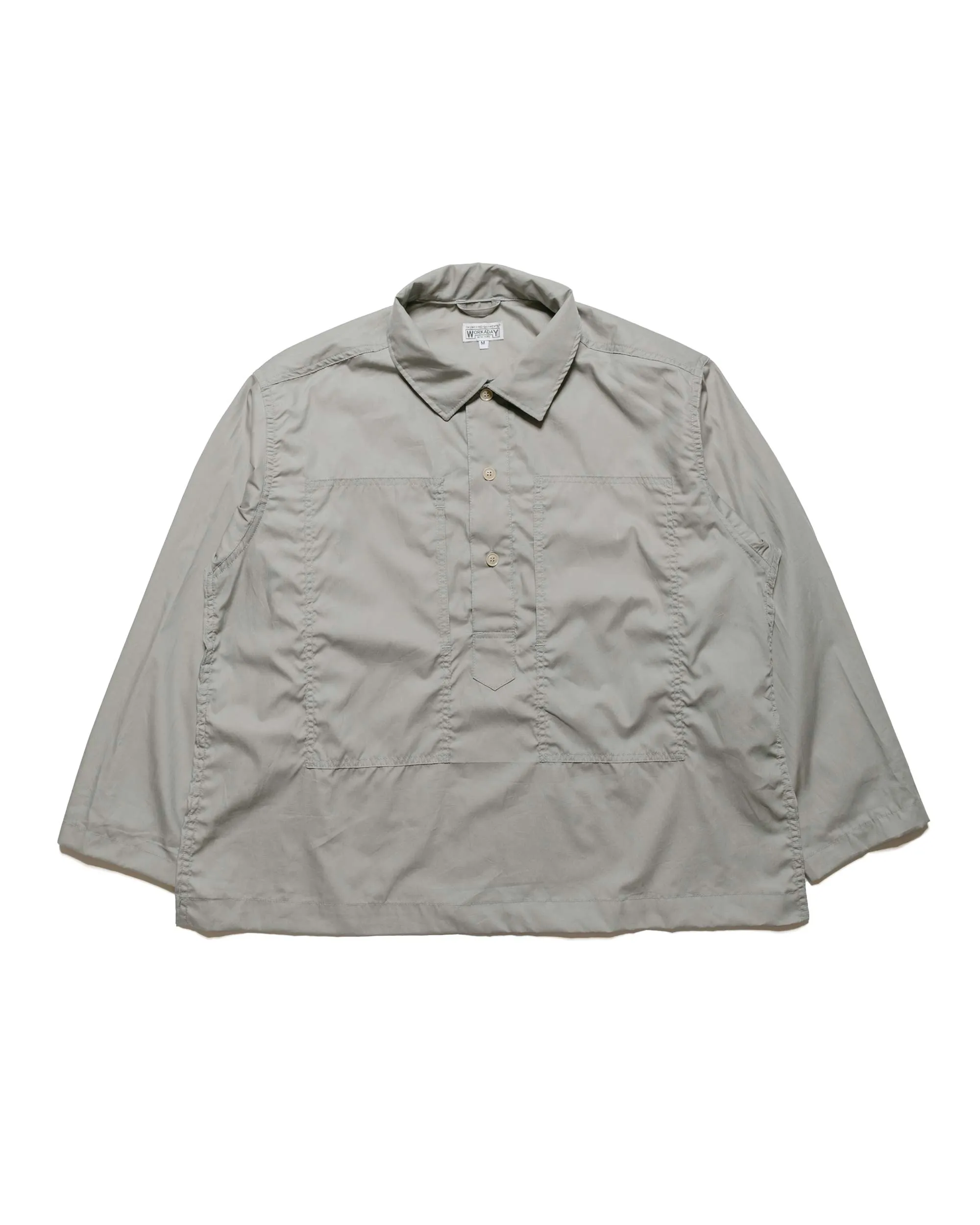 Engineered Garments Workaday Army Pop Over Shirt Light Grey Superfine Poplin sold by Lost & Found