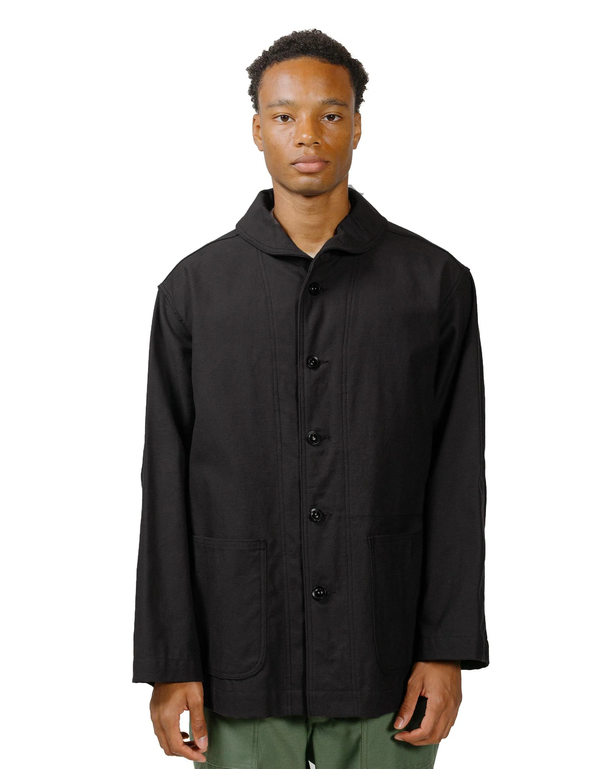 Engineered Garments Workaday Shawl Collar Jacket Black Cotton Reverse Sateen sold by Lost & Found product image thumbnail 2